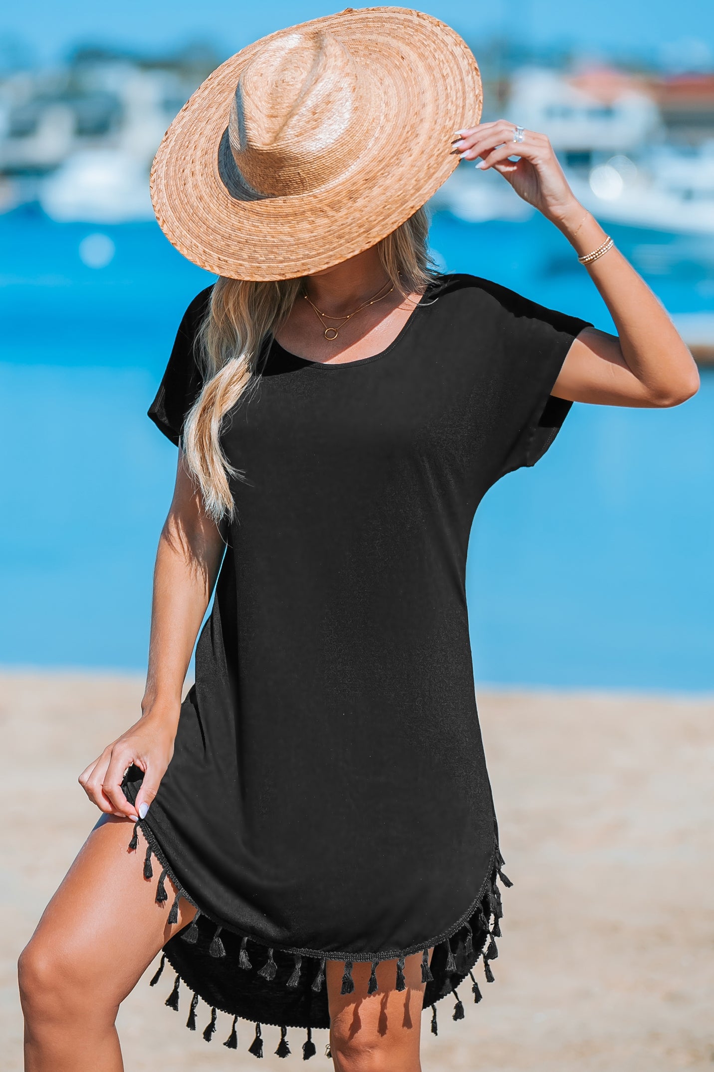 Black Tassel Beach Cover-Up