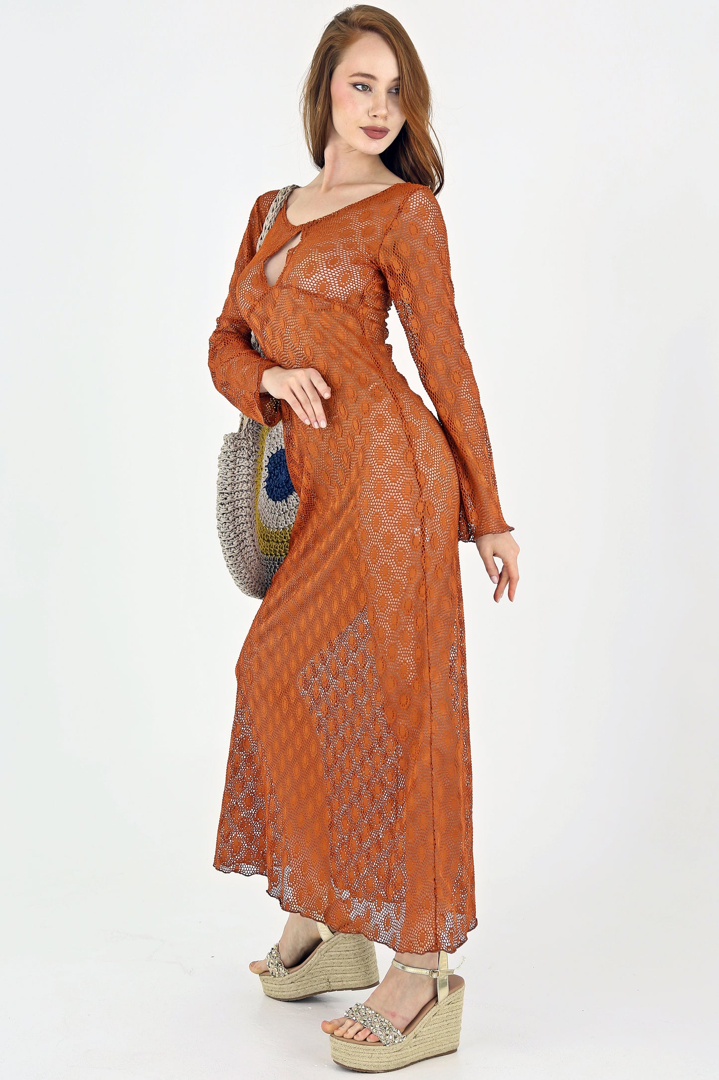 Midnight Allure Crochet Maxi Dress