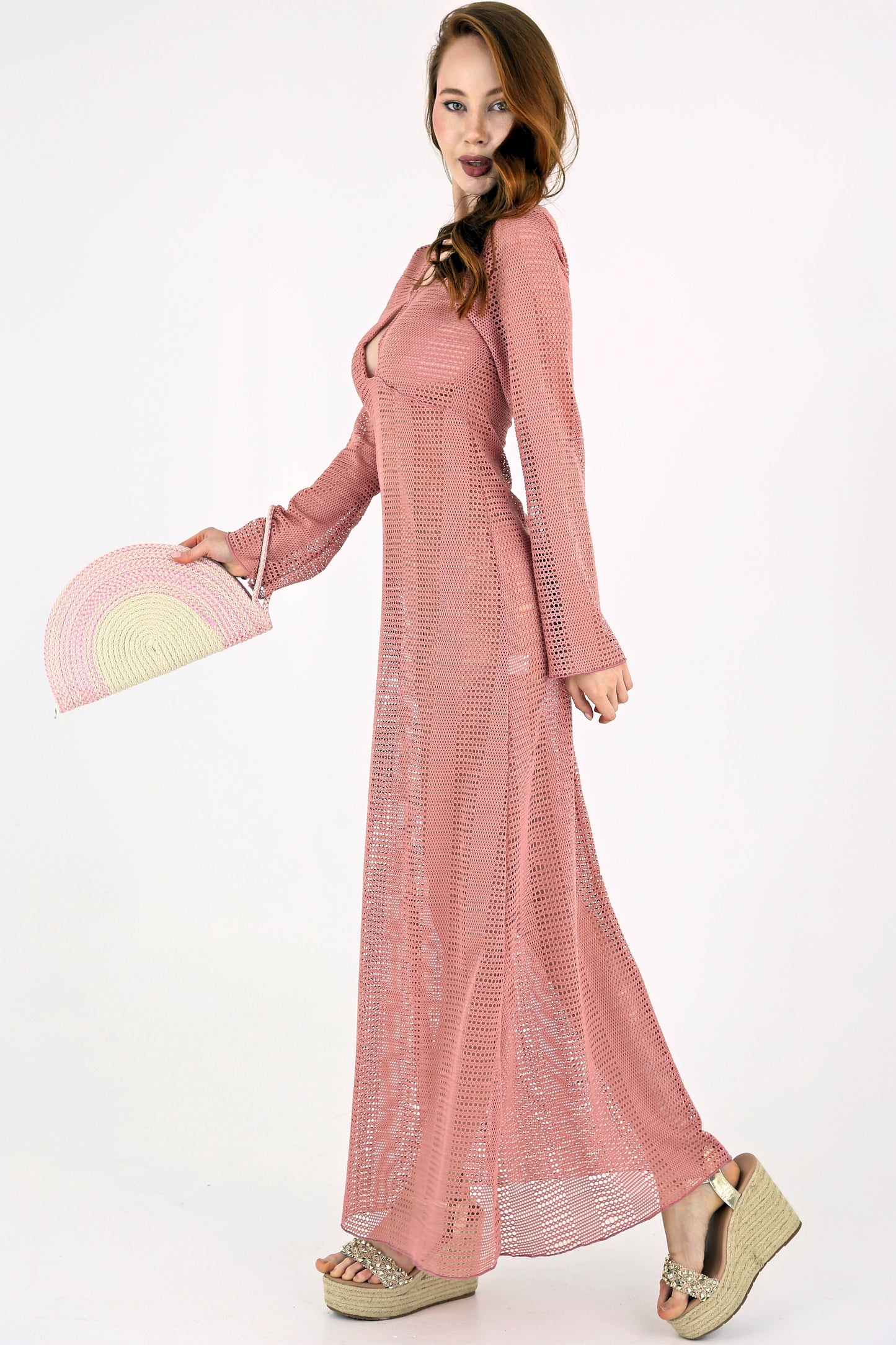 Midnight Allure Crochet Maxi Dress