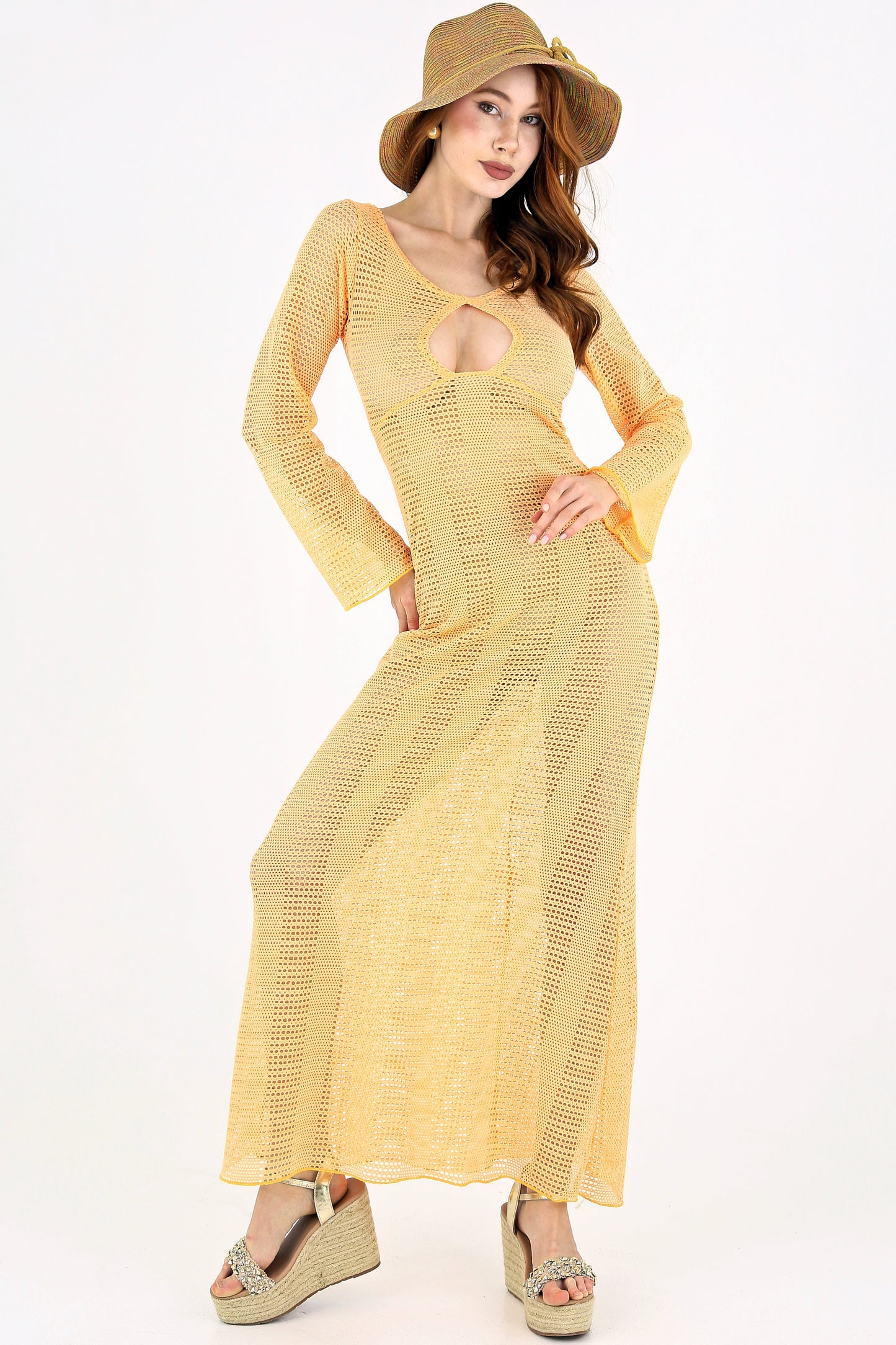 Midnight Allure Crochet Maxi Dress
