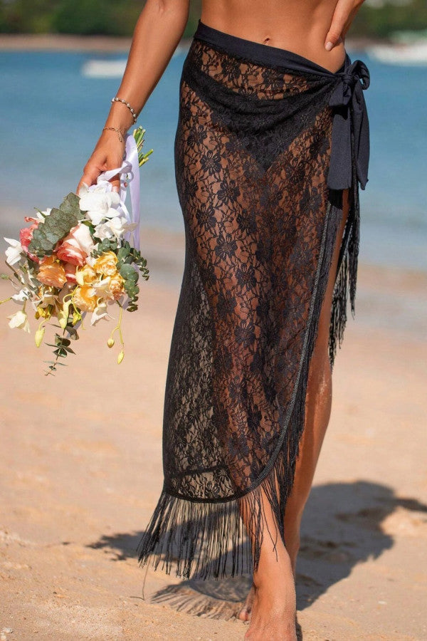 Black Lace Sarong Cover-Up – Bronze - Main Image