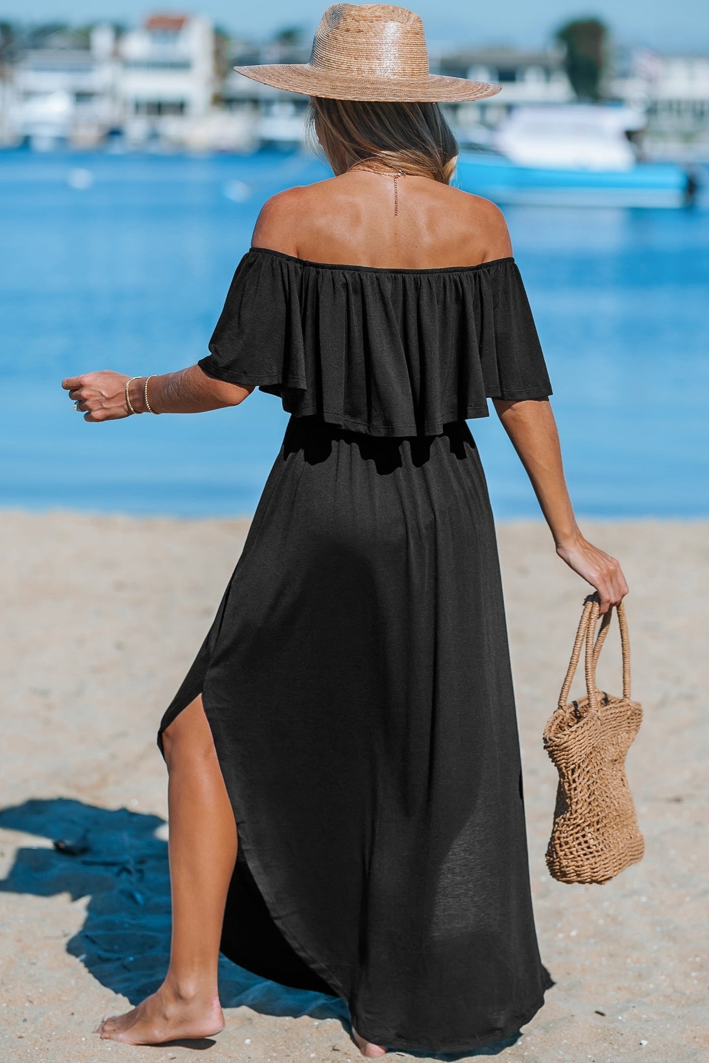 Ocean Whisper Off-Shoulder Dress