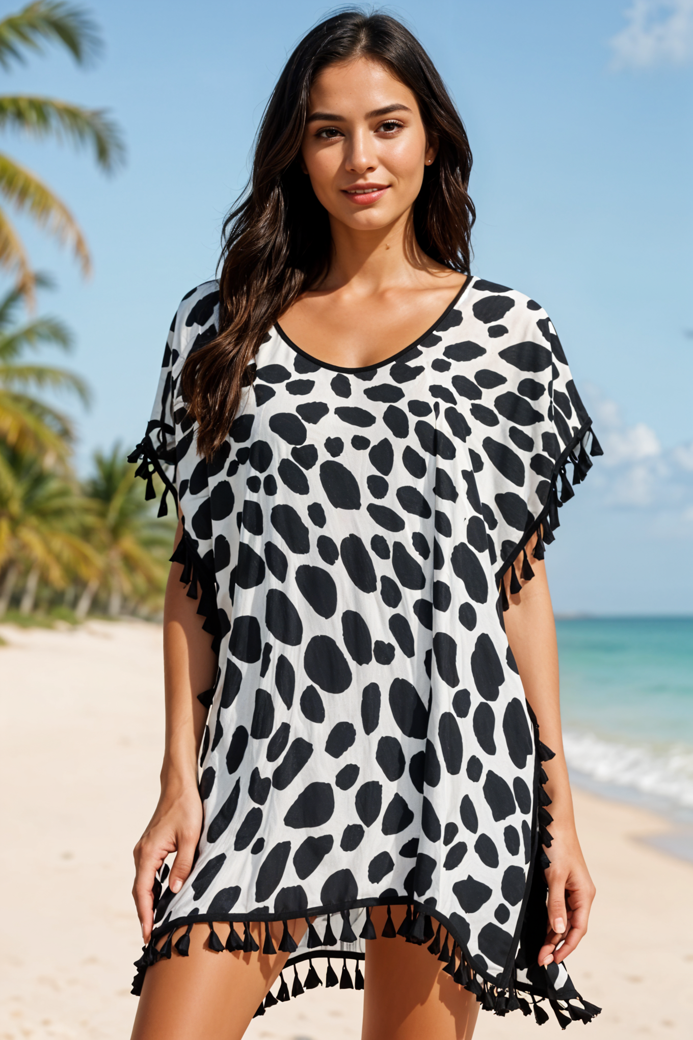 Monochrome Safari Tassel Cover-Up