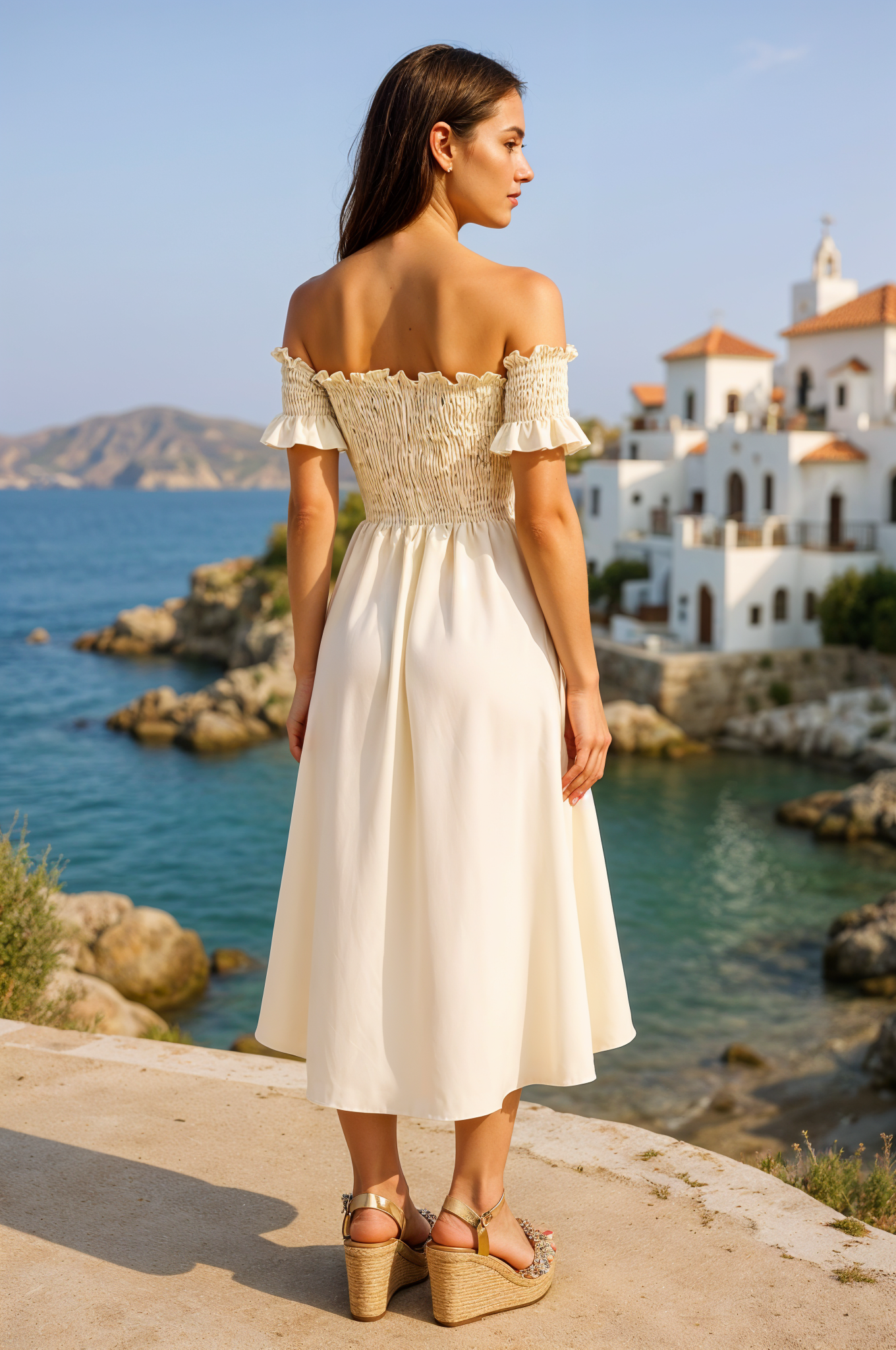 Crinkle Off-shoulder Dress