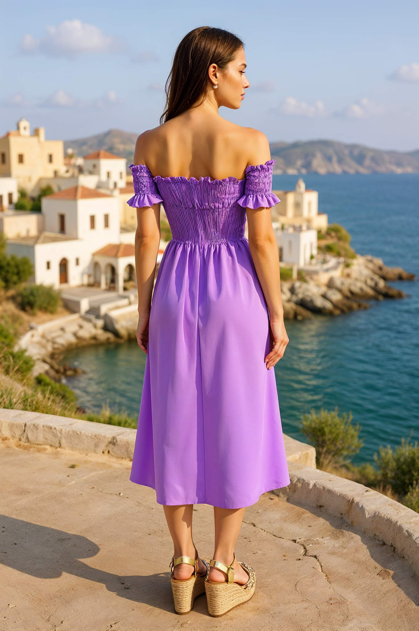 Crinkle Off-shoulder Dress