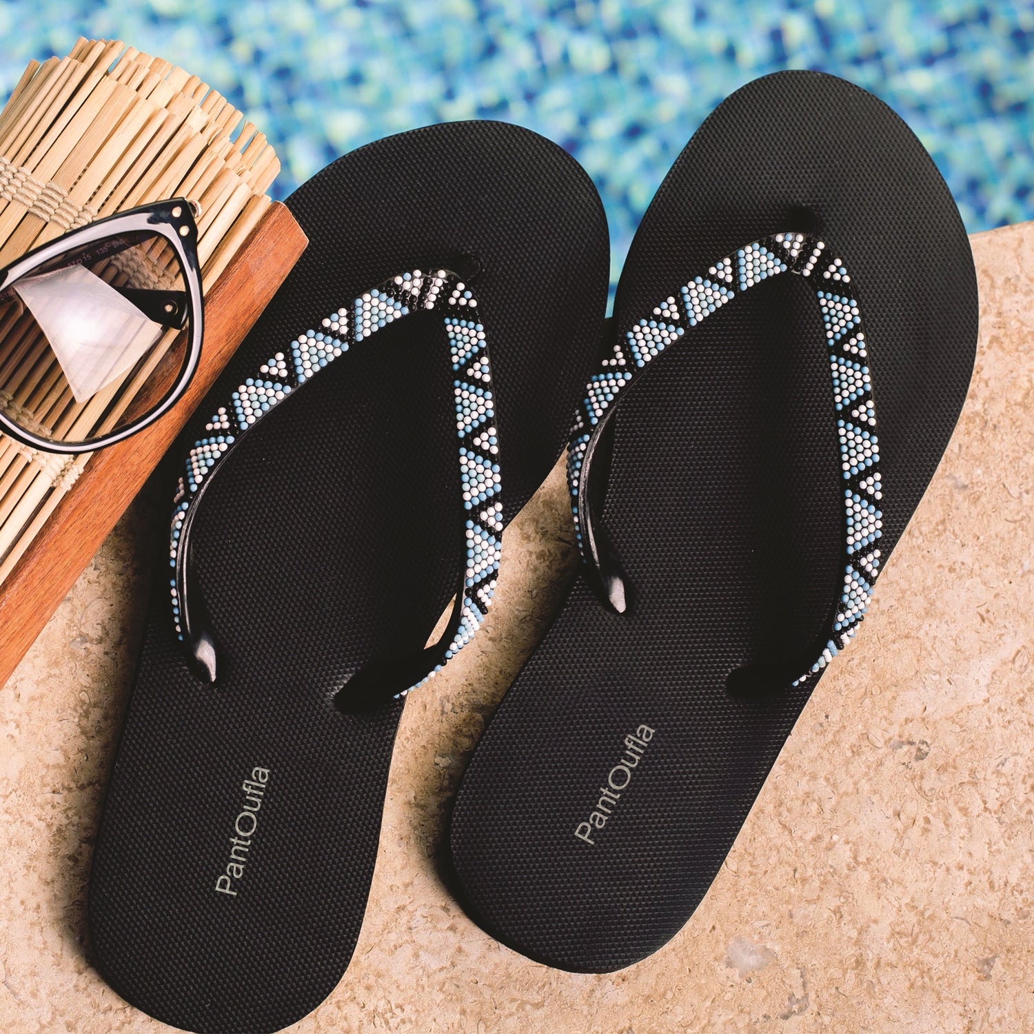 Mosaic Black flip flop