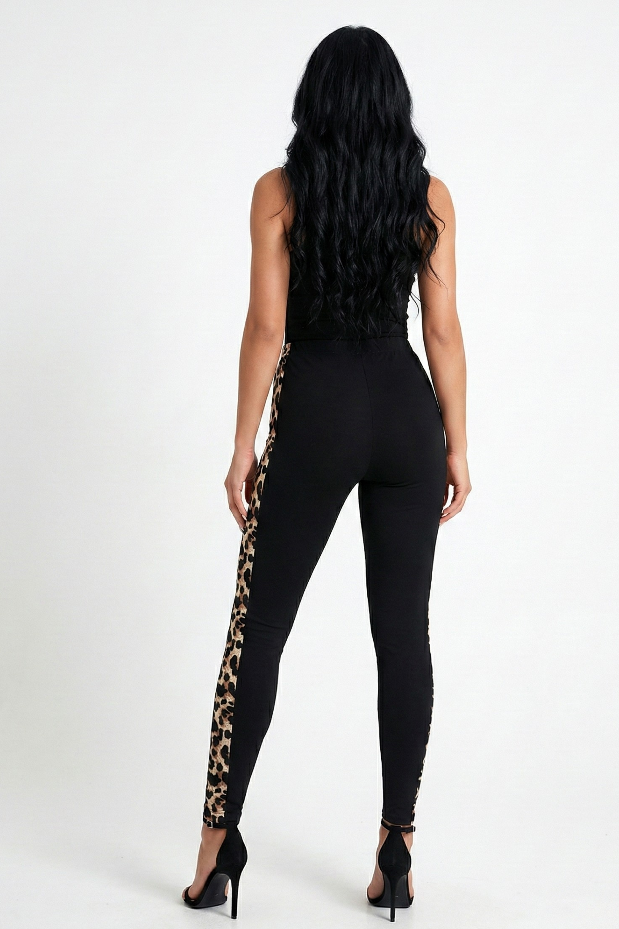 Leopard Stripe High-Waist Leggings