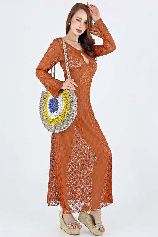 Midnight Allure Crochet Maxi Dress