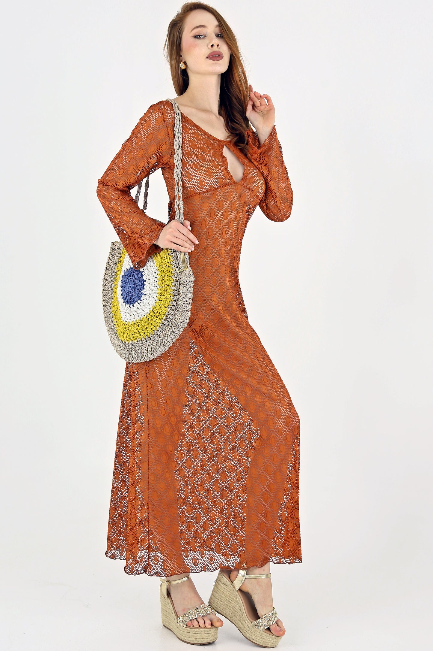 Midnight Allure Crochet Maxi Dress