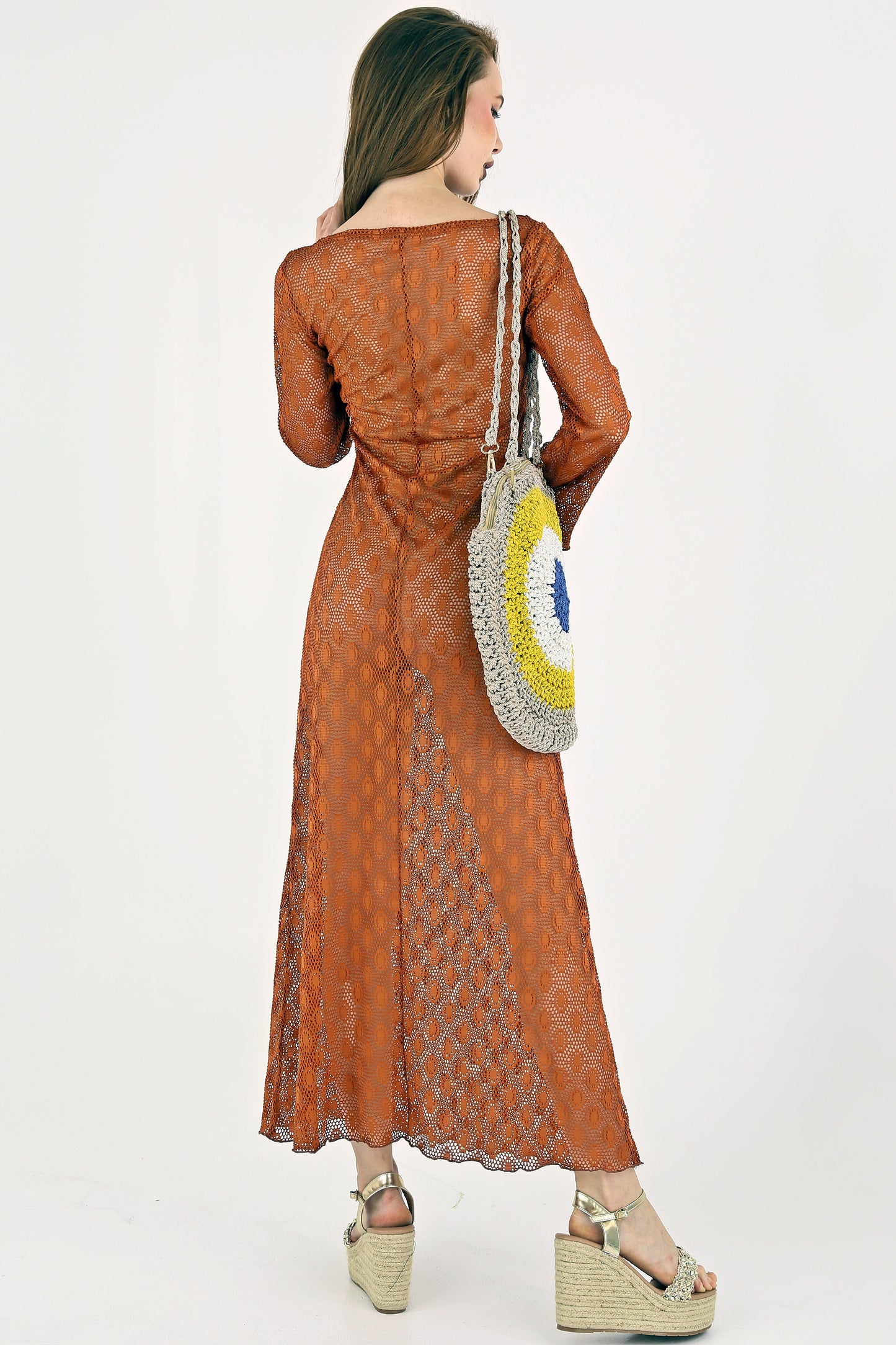 Midnight Allure Crochet Maxi Dress
