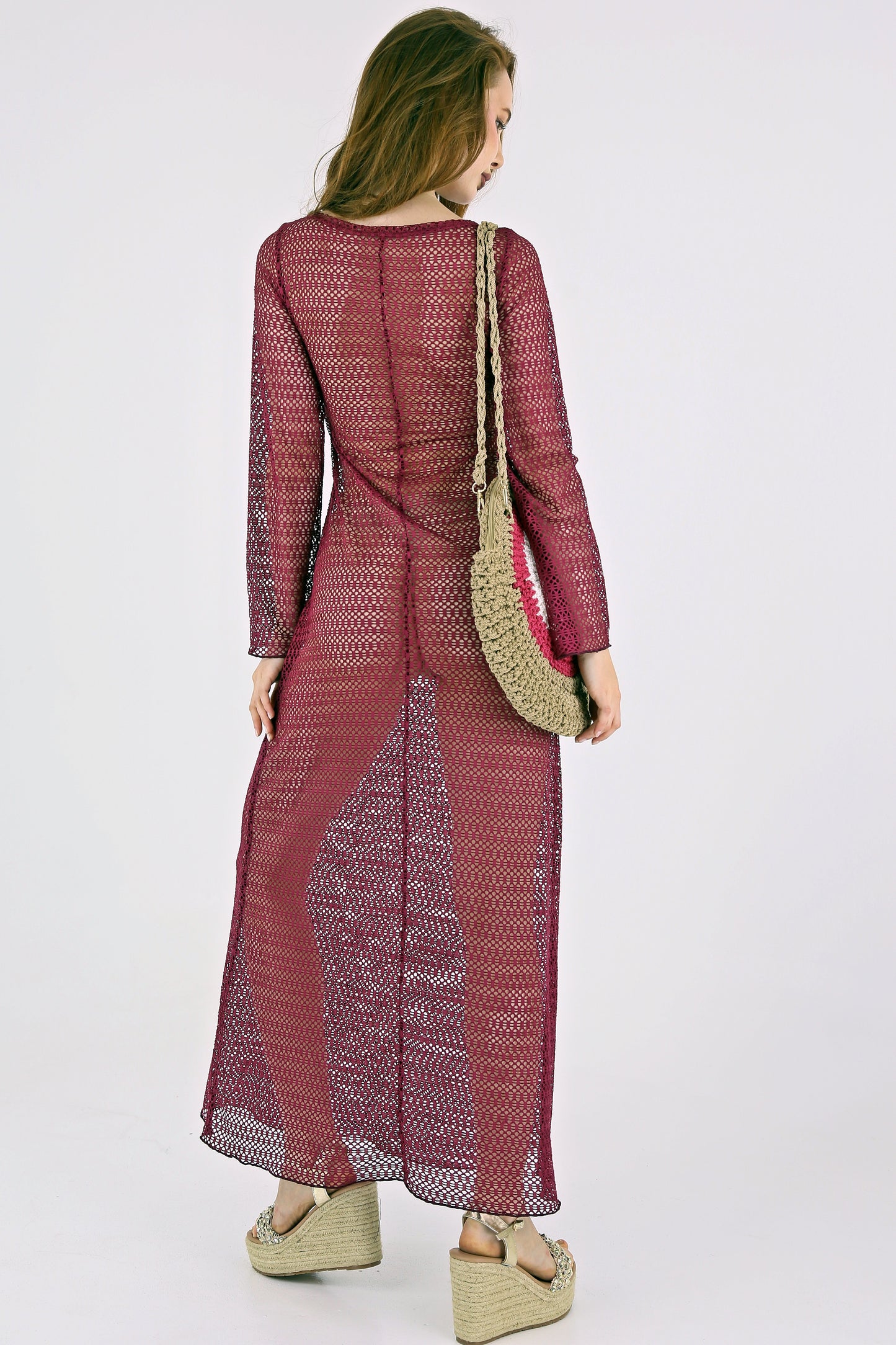 Midnight Allure Crochet Maxi Dress