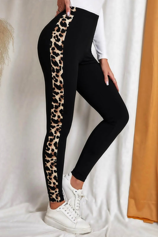 Leopard Stripe High-Waist Leggings