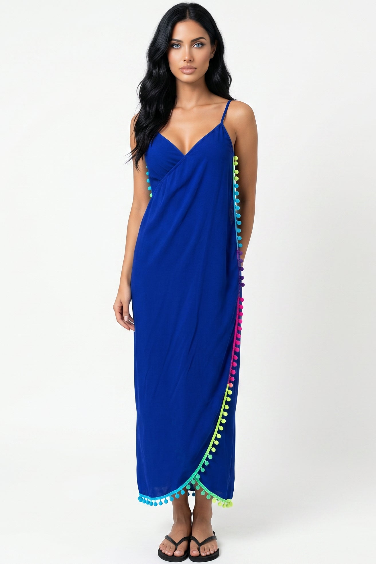 Pom-Pom Trim Maxi Cover-Up