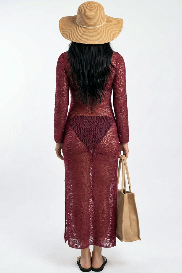 Midnight Allure Crochet Maxi Dress