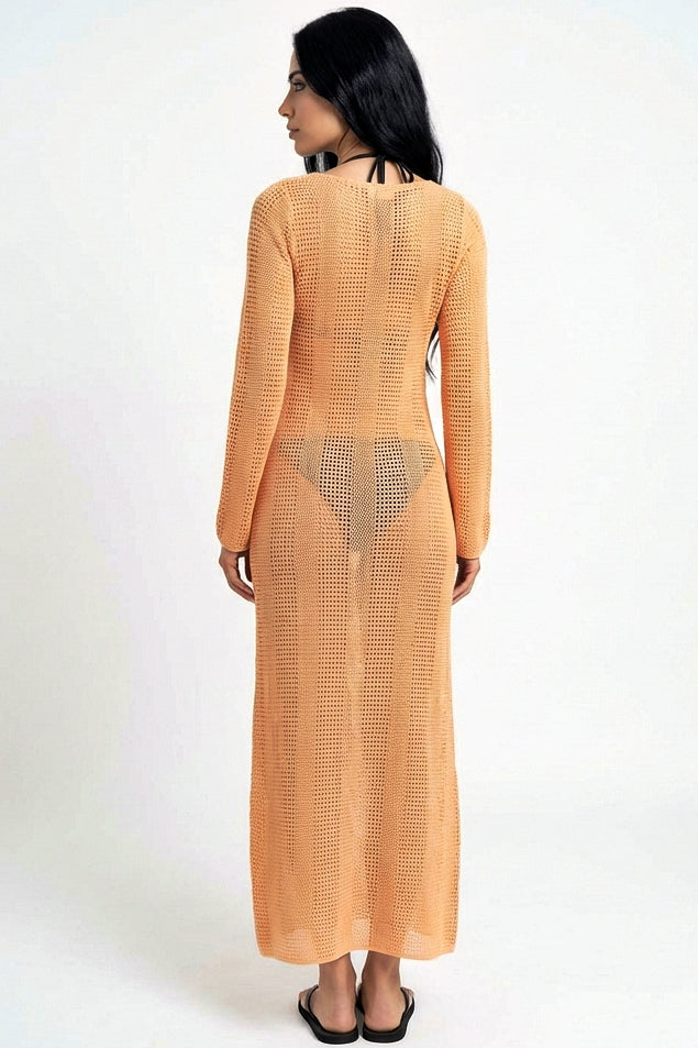 Midnight Allure Crochet Maxi Dress