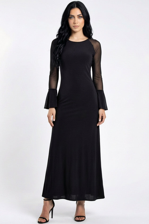 Midnight Mesh Sleeves Dress