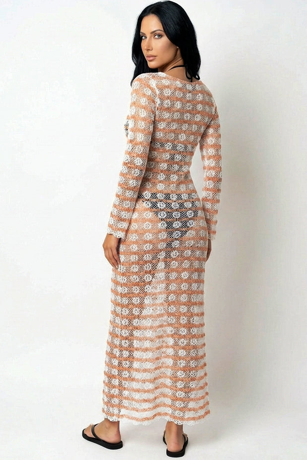 Midnight Allure Crochet Maxi Dress