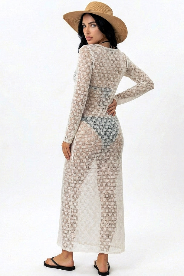 Midnight Allure Crochet Maxi Dress