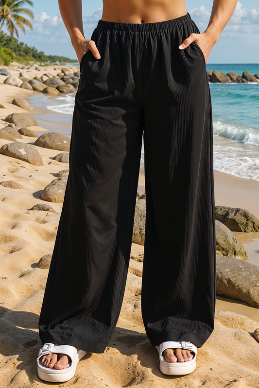 Luxe Black Wide-Leg Pants