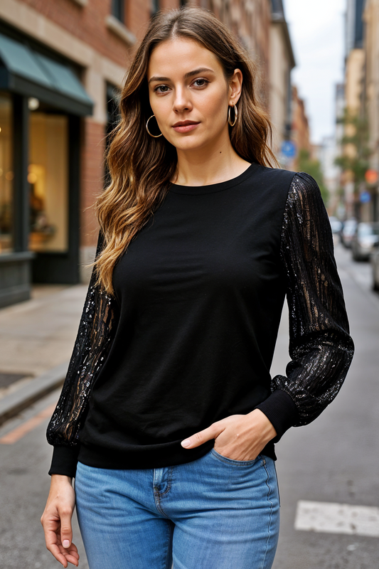Midnight Glam Sequin Blouse
