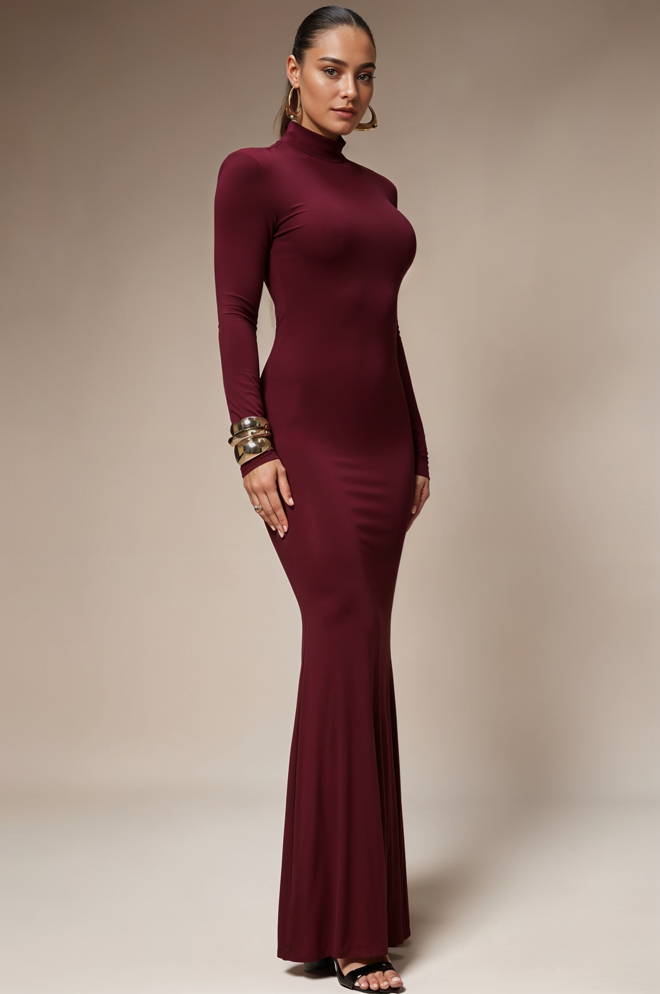 High-Neck Maxi Dress