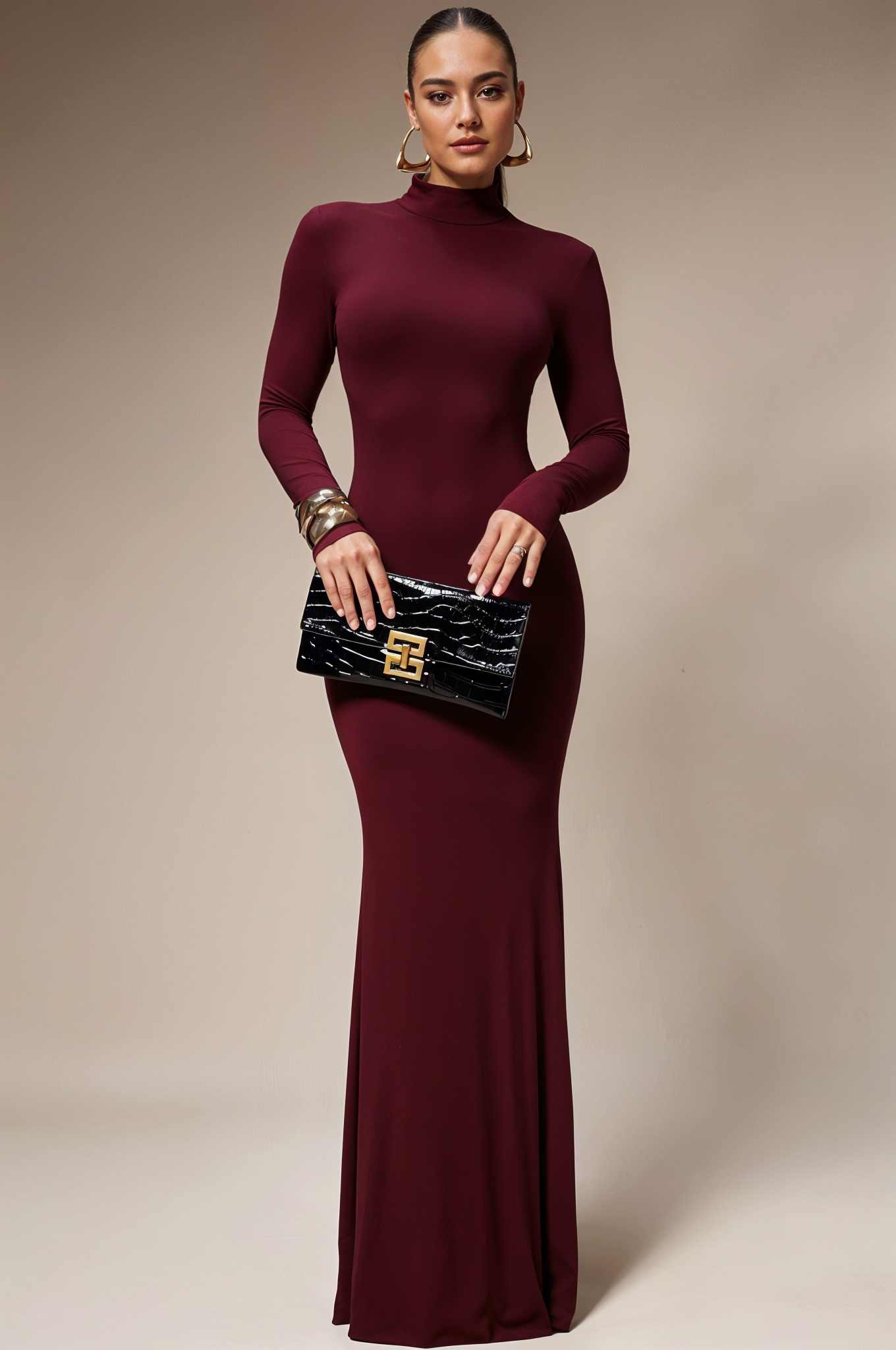 High-Neck Maxi Dress