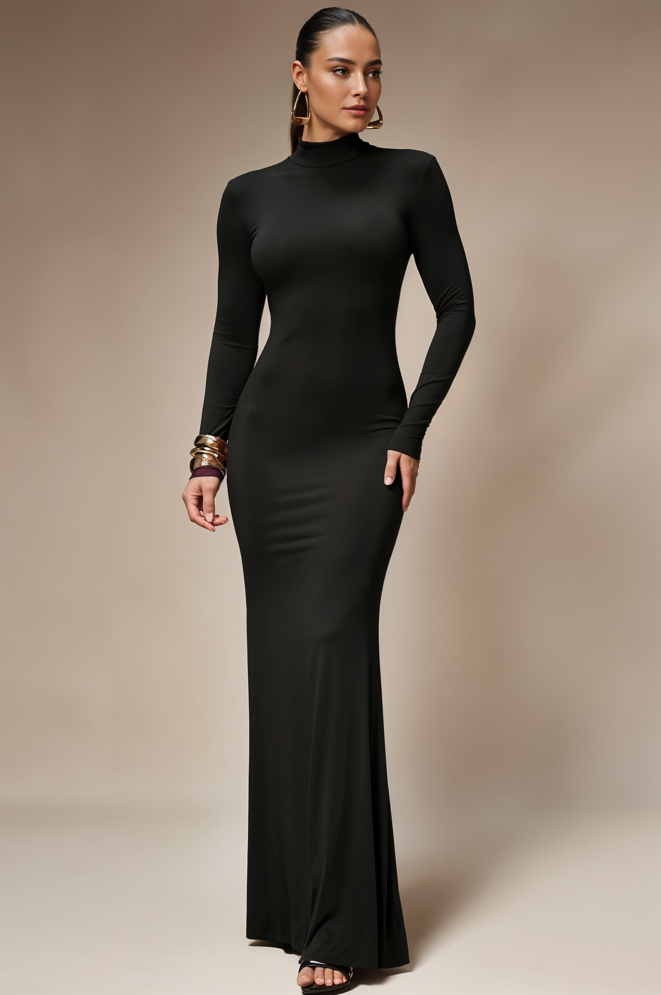 High-Neck Maxi Dress