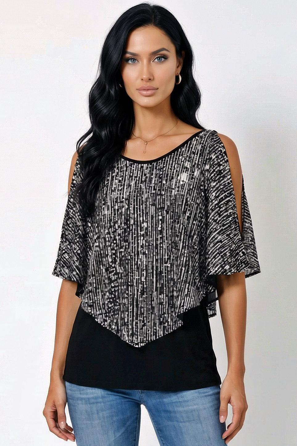 Glimmer Cascade Sequin Top