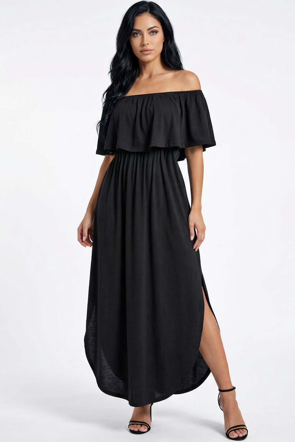 Ocean Whisper Off-Shoulder Dress