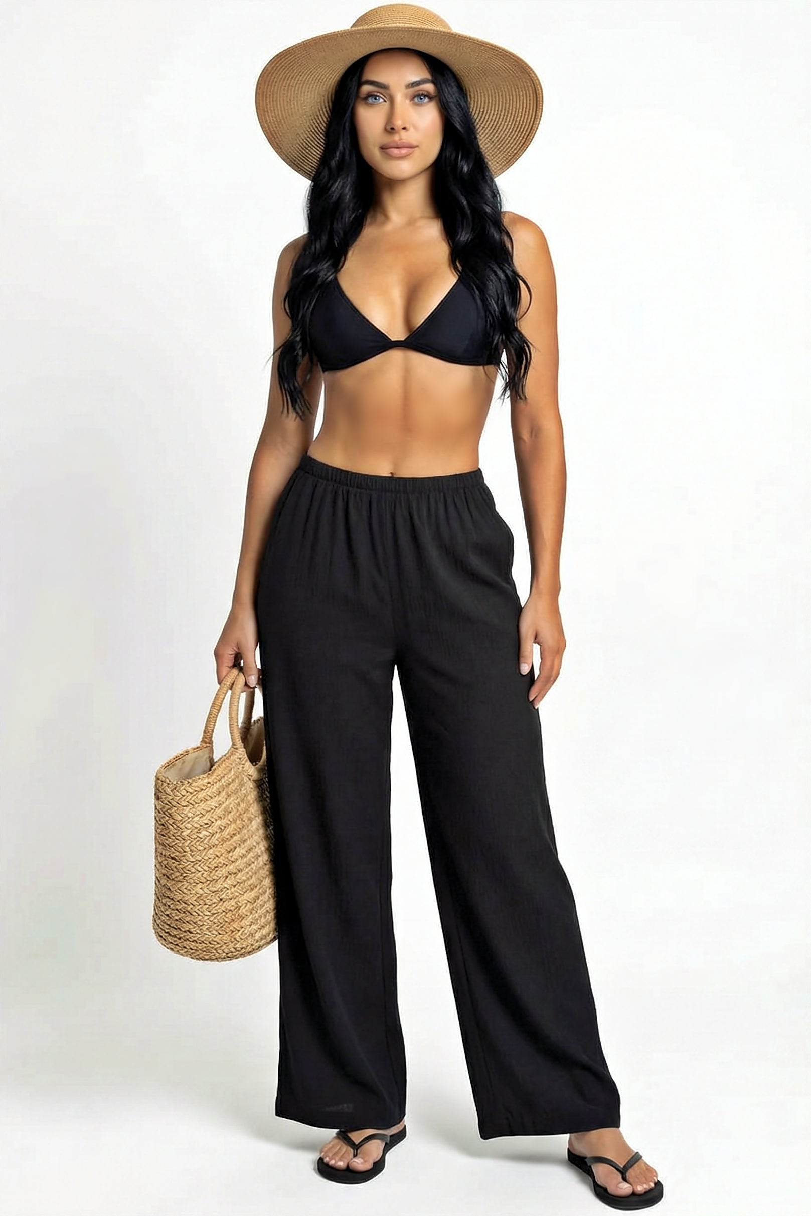 Luxe Black Wide-Leg Pants