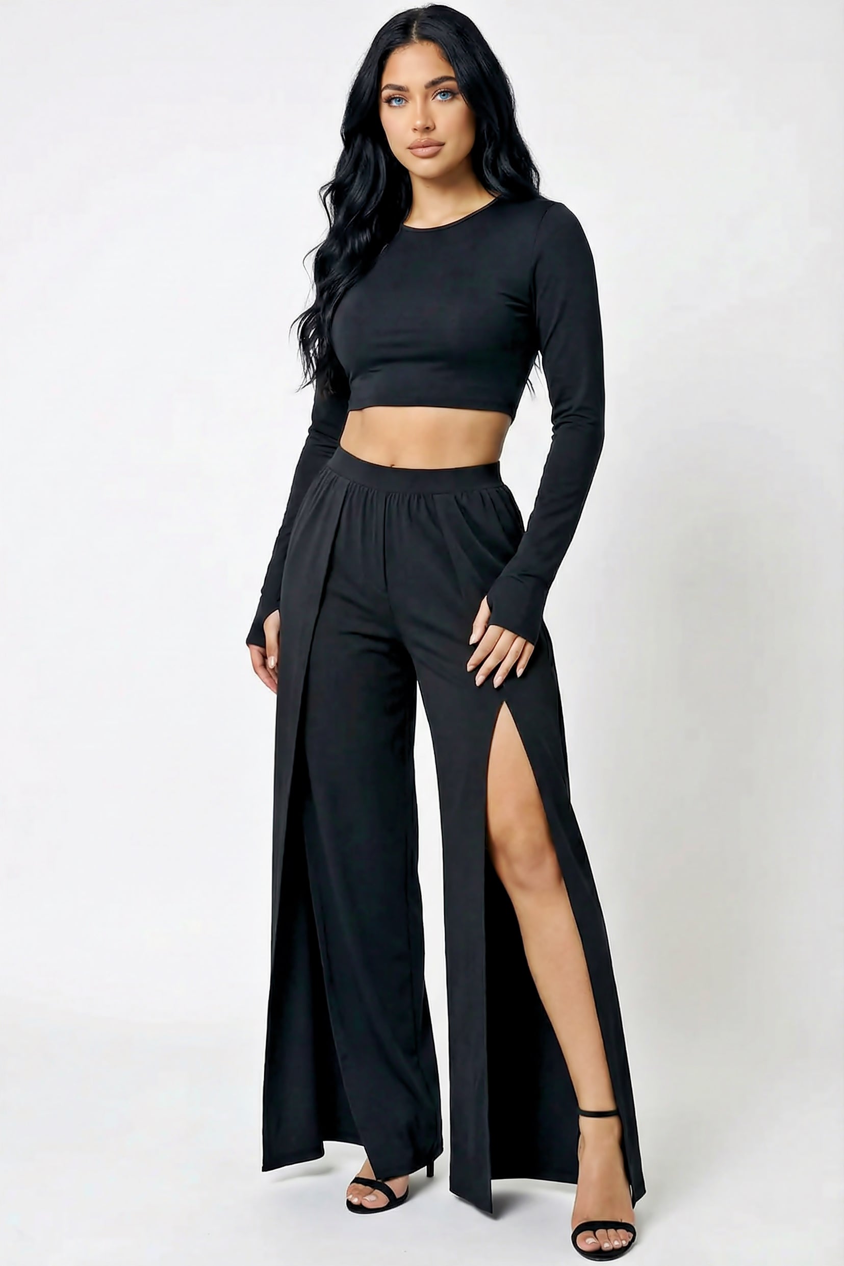 Noir Edge Split-Leg Pants – Bronze