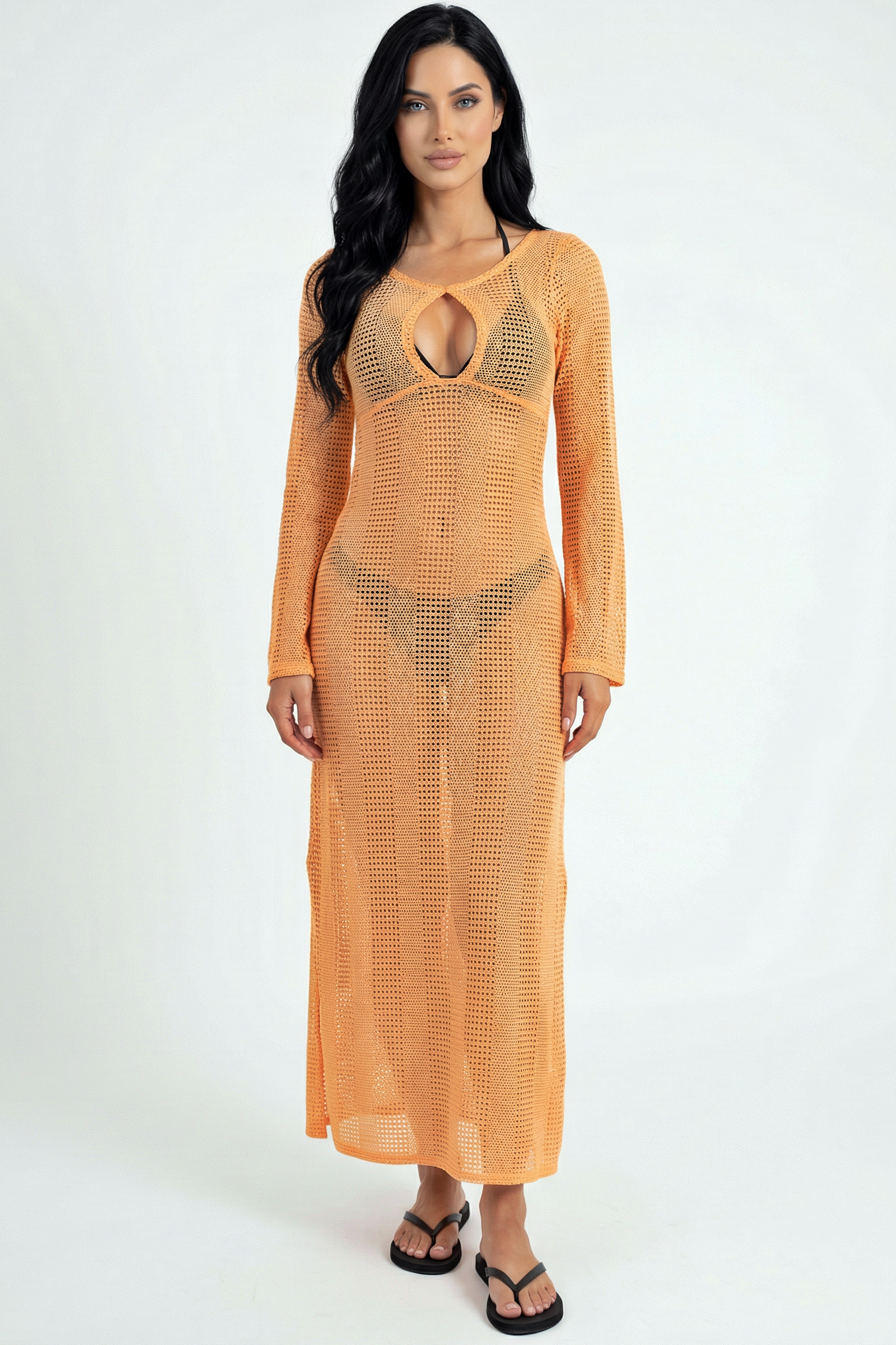 Midnight Allure Crochet Maxi Dress