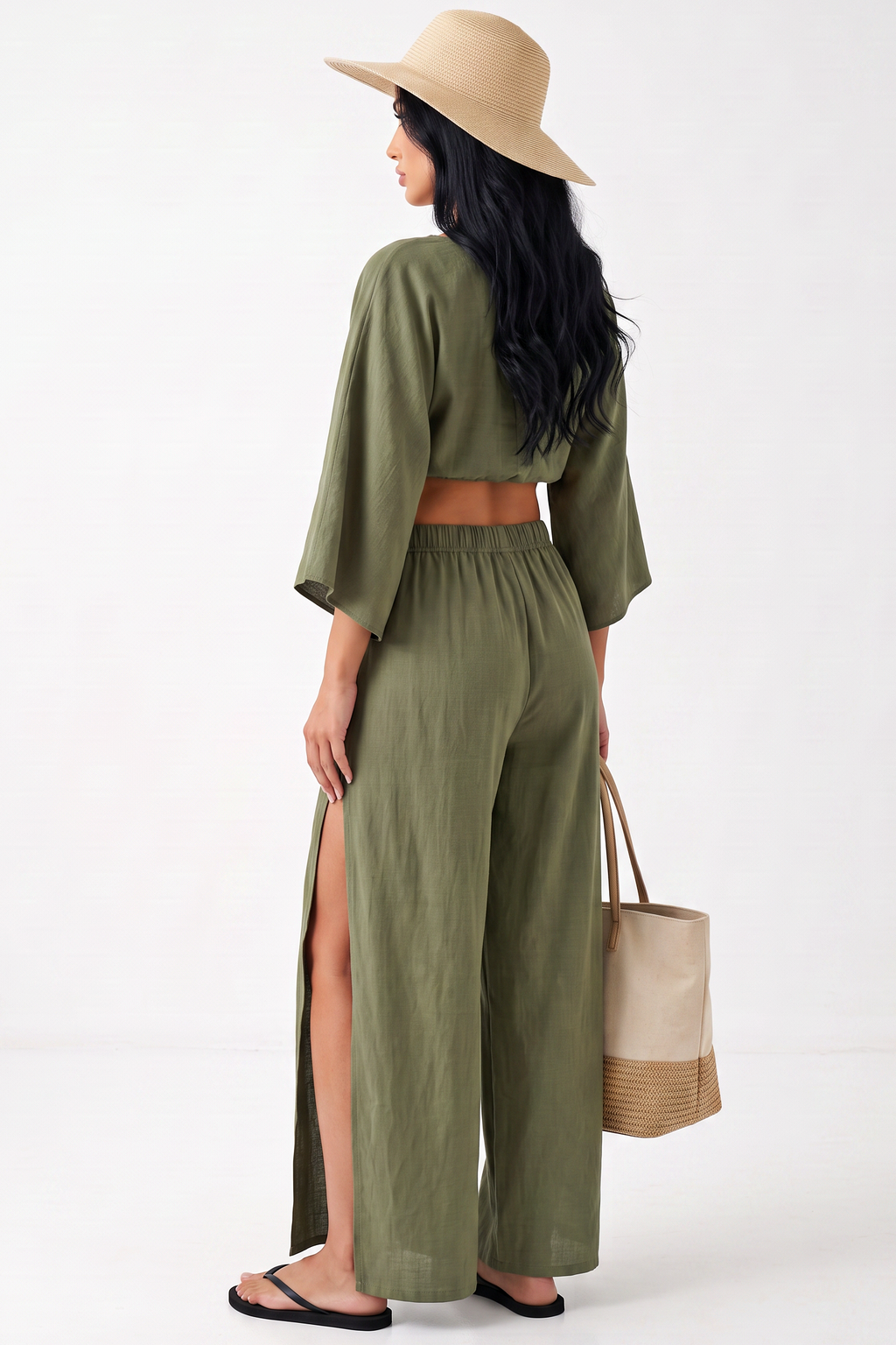 Dolman Crop &amp; Split-Leg Pant Set