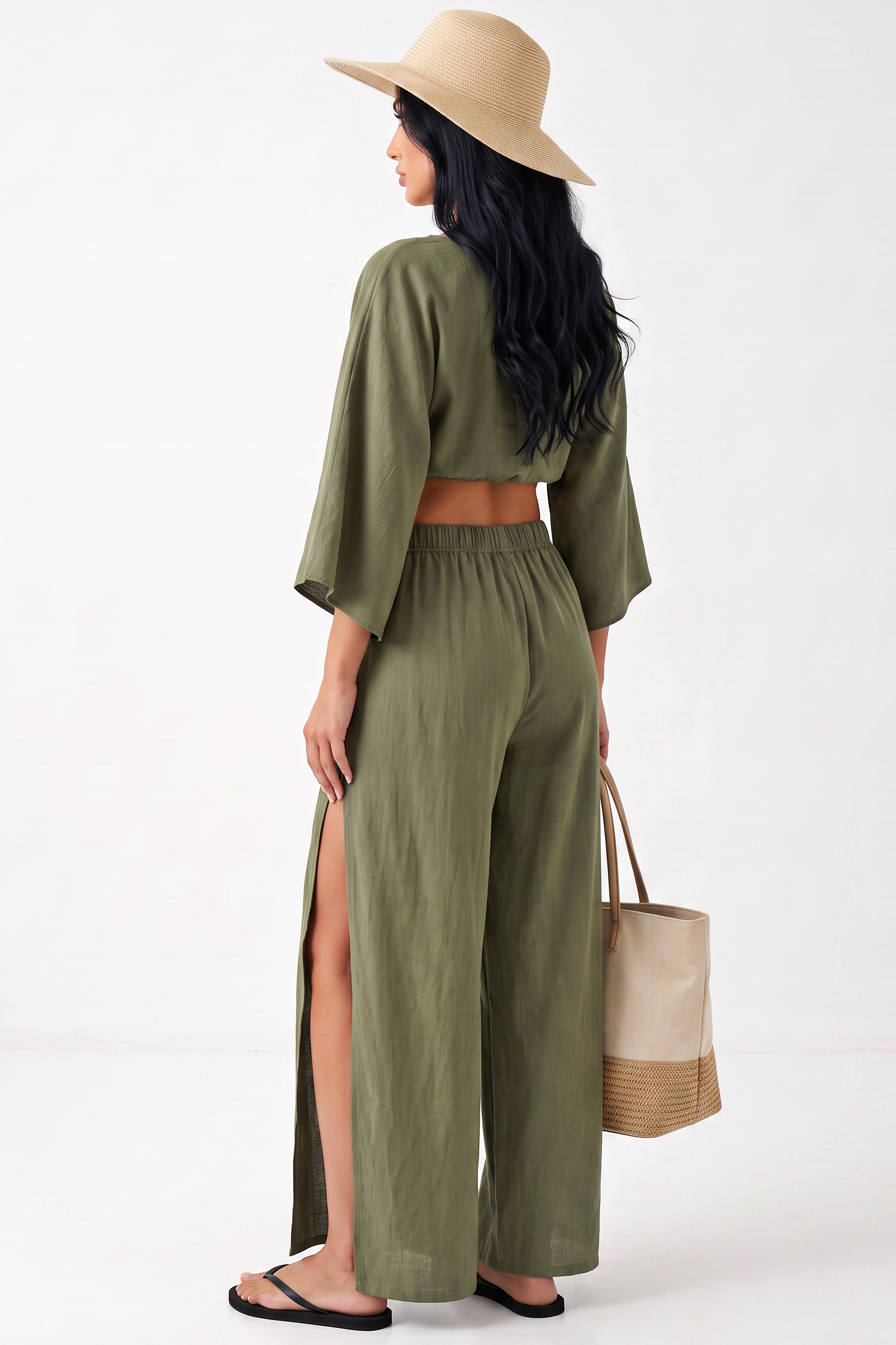 Dolman Crop &amp; Split-Leg Pant Set