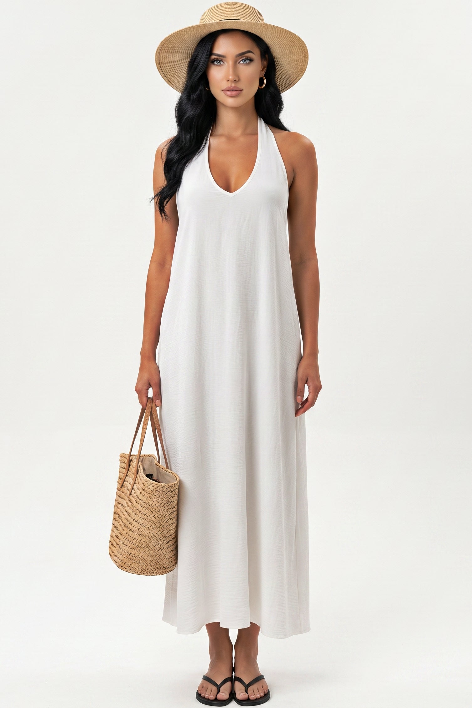 Backless Halter Maxi Dress