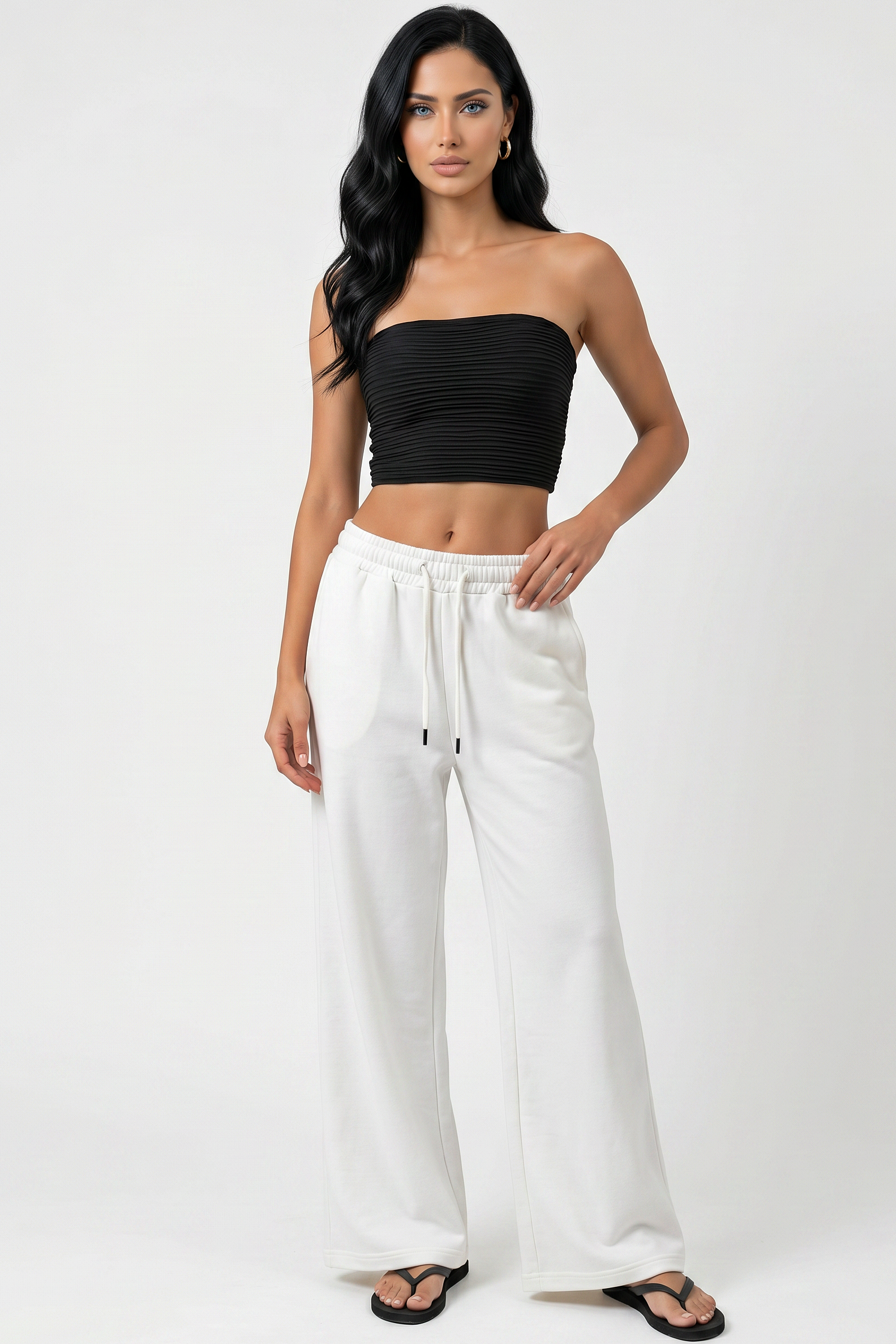 Wide-Leg Drawstring Sweatpants