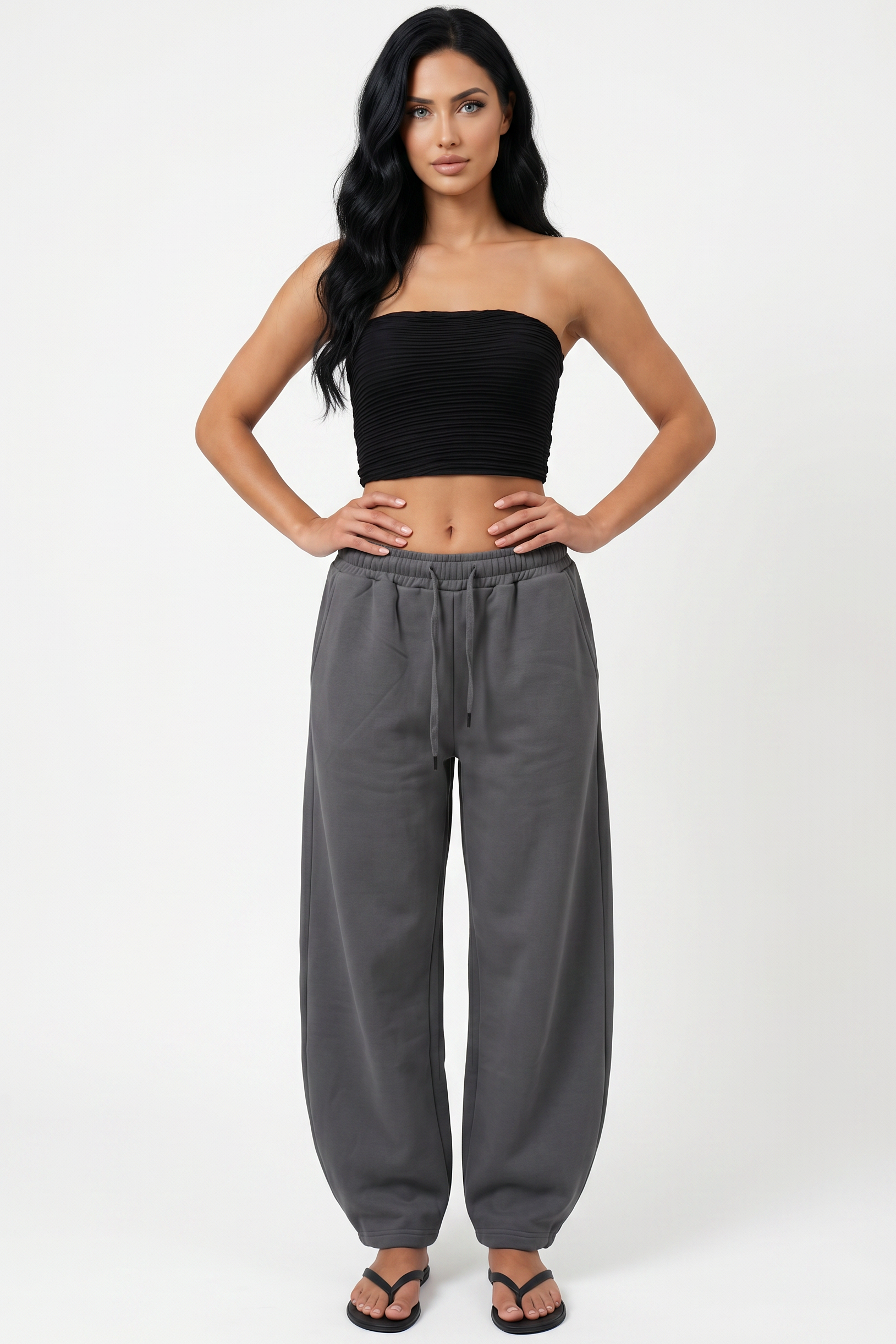 Balloon-Leg Drawstring Sweatpants