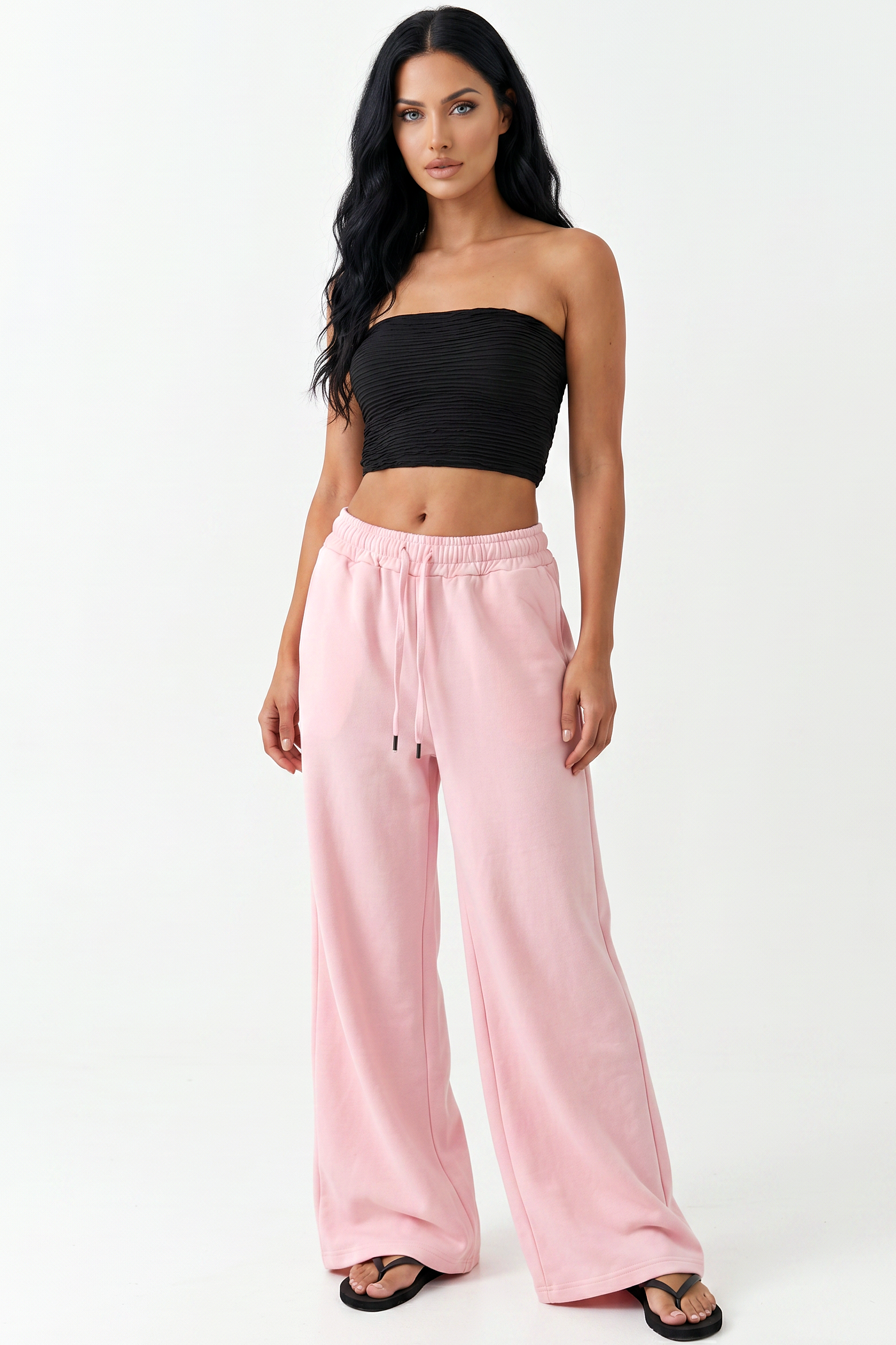 Wide-Leg Drawstring Sweatpants