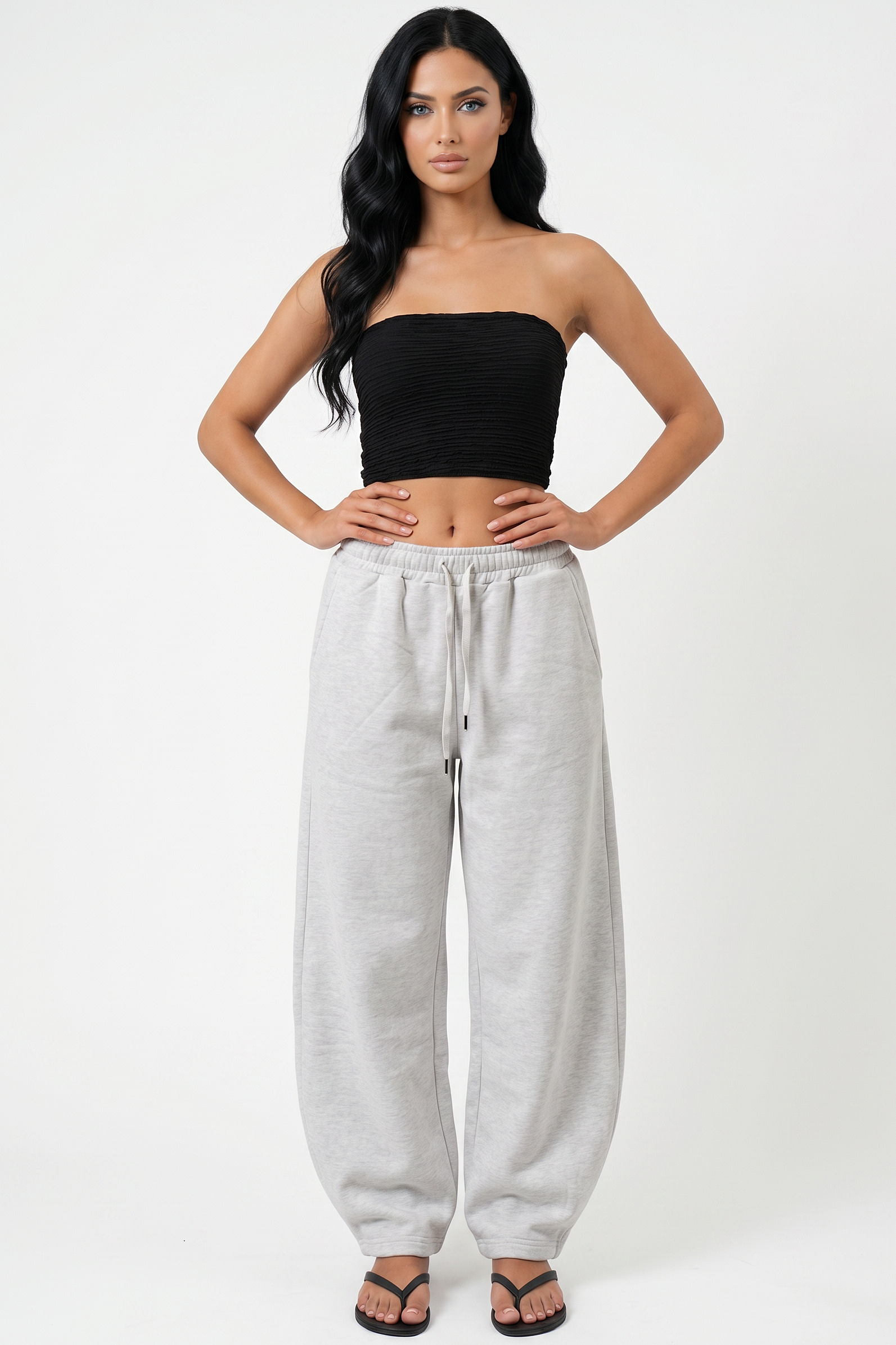 Balloon-Leg Drawstring Sweatpants