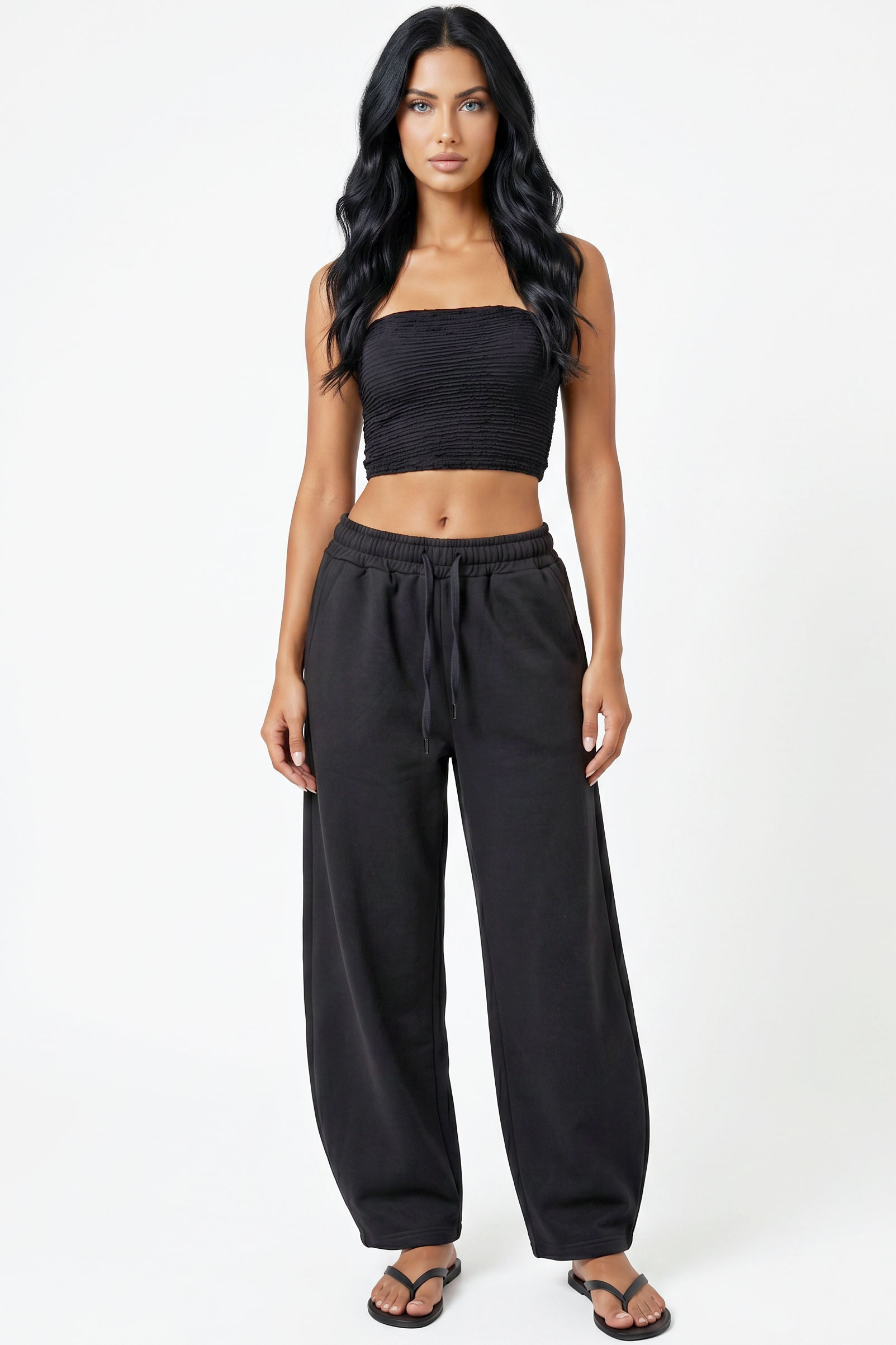 Balloon-Leg Drawstring Sweatpants