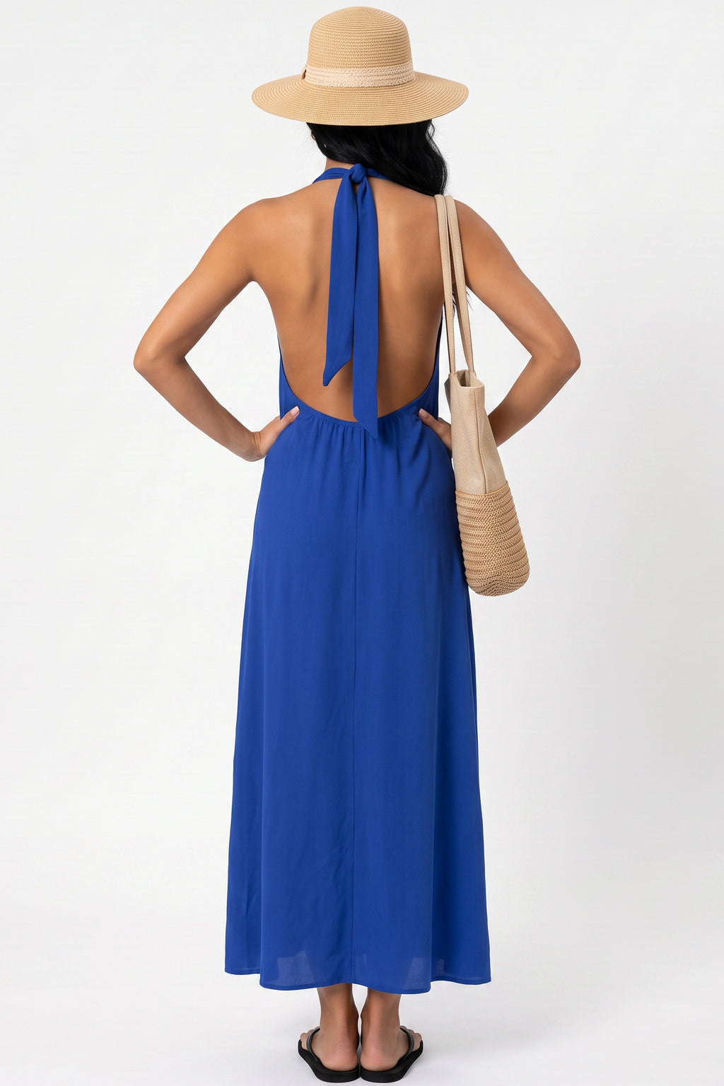 Backless Halter Maxi Dress