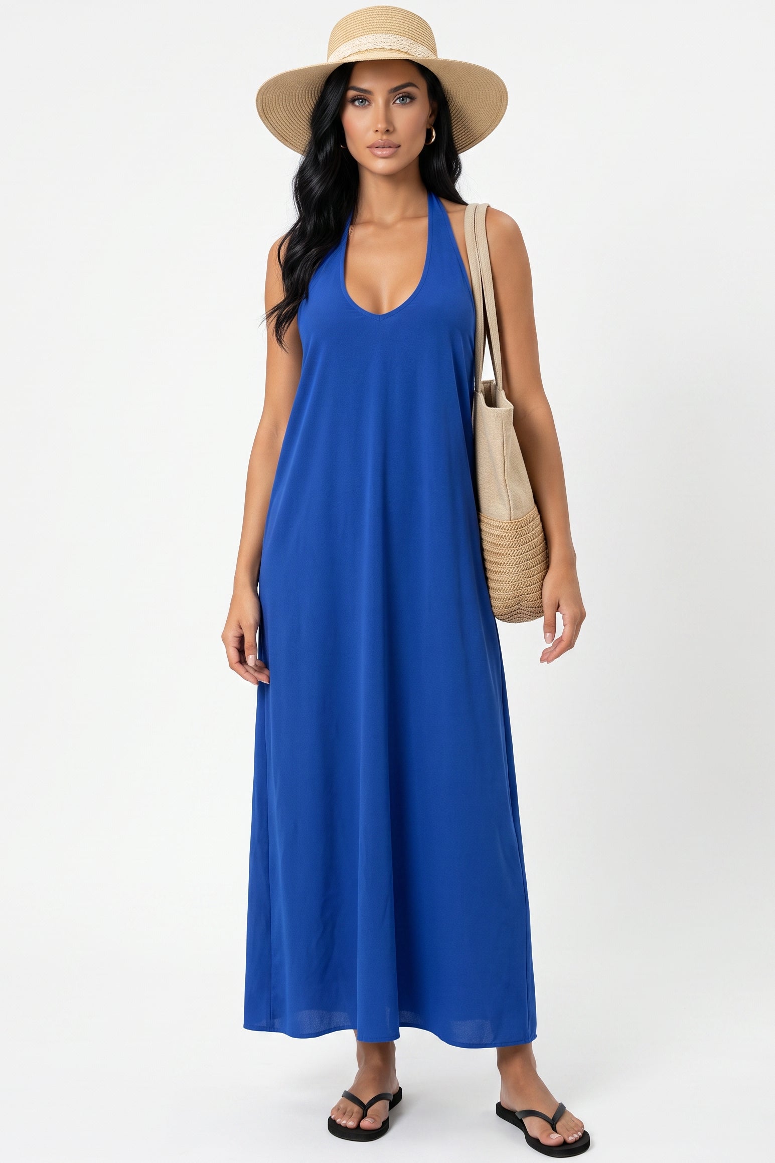 Backless Halter Maxi Dress