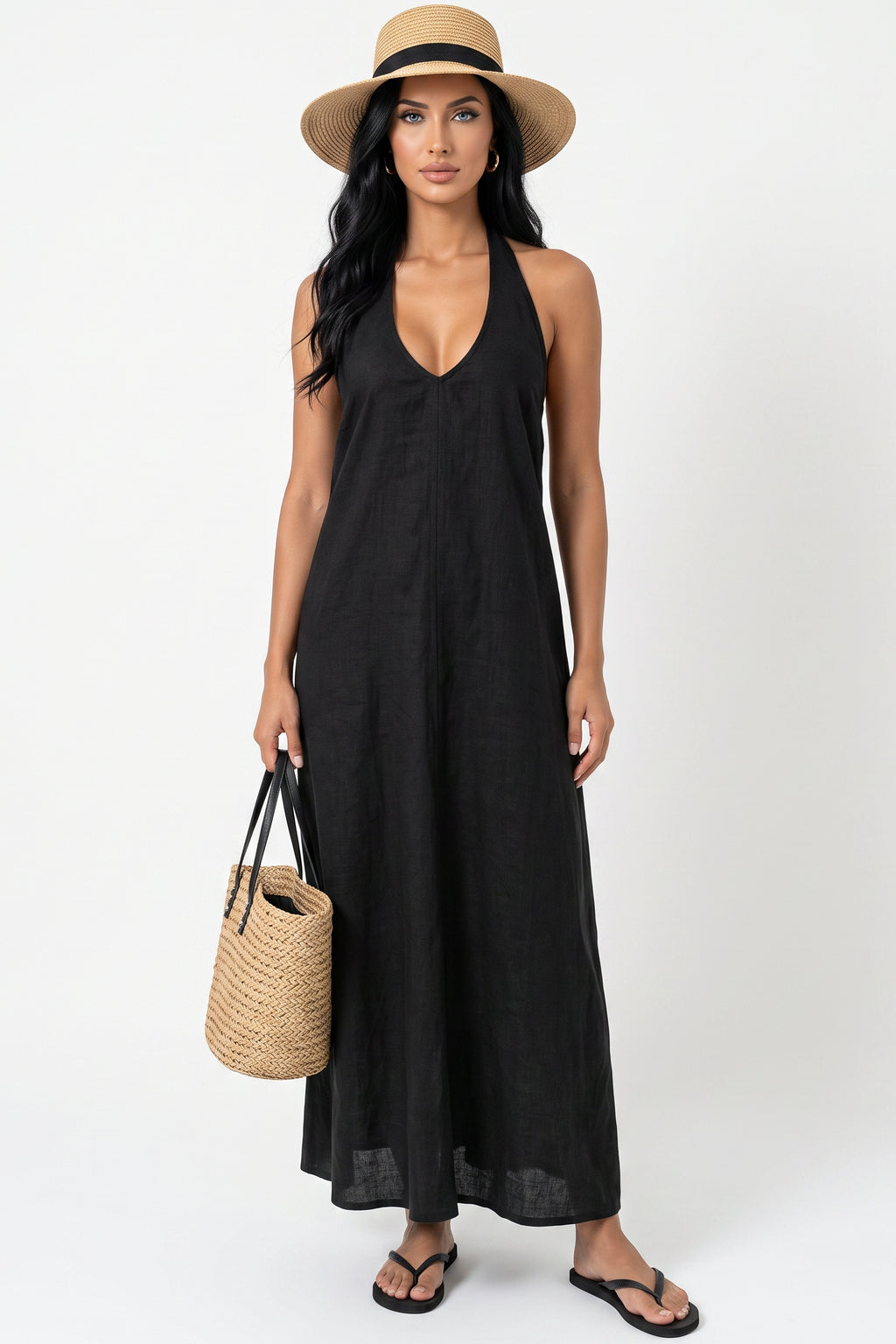 Backless Halter Maxi Dress