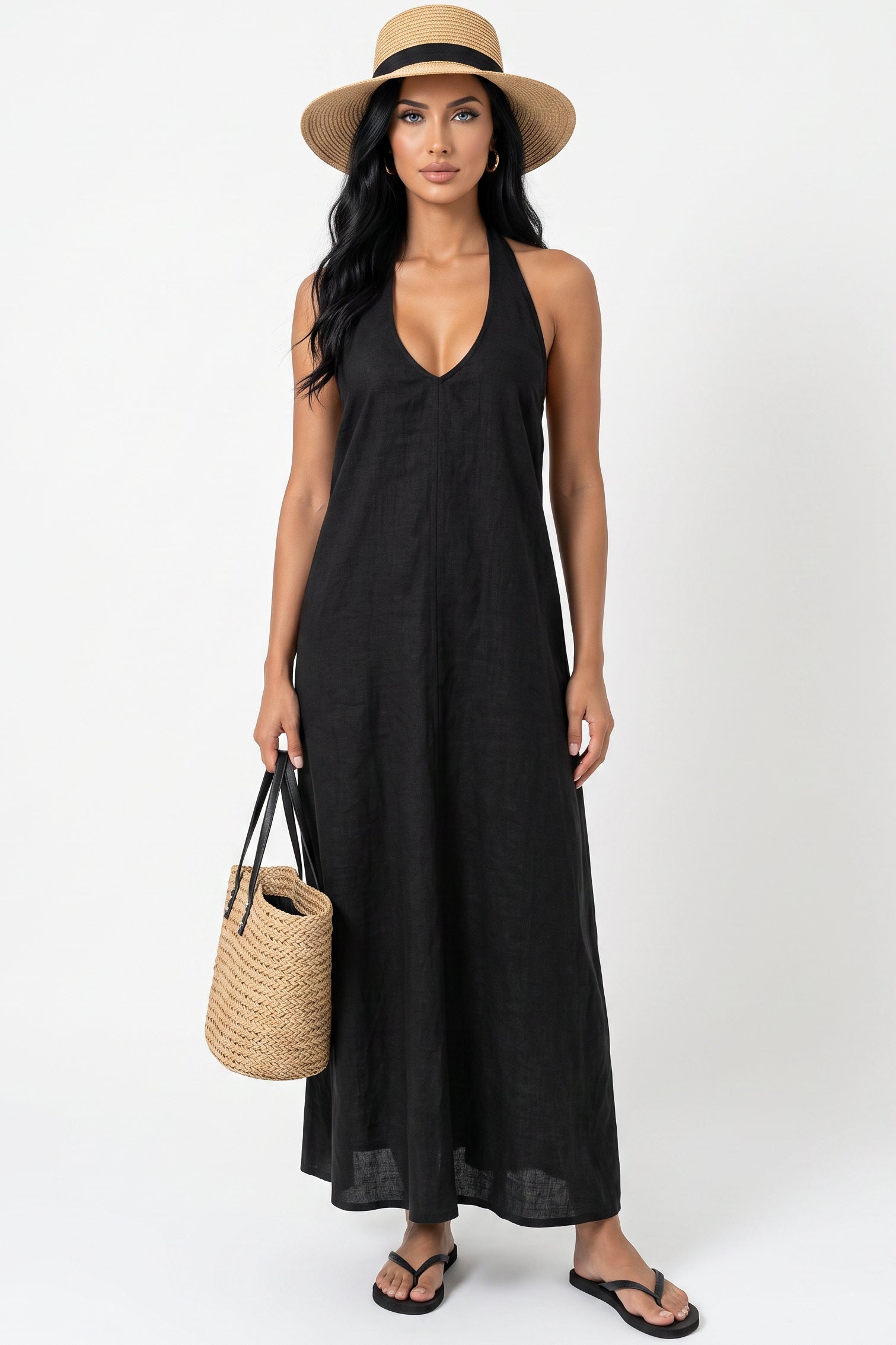 Backless Halter Maxi Dress