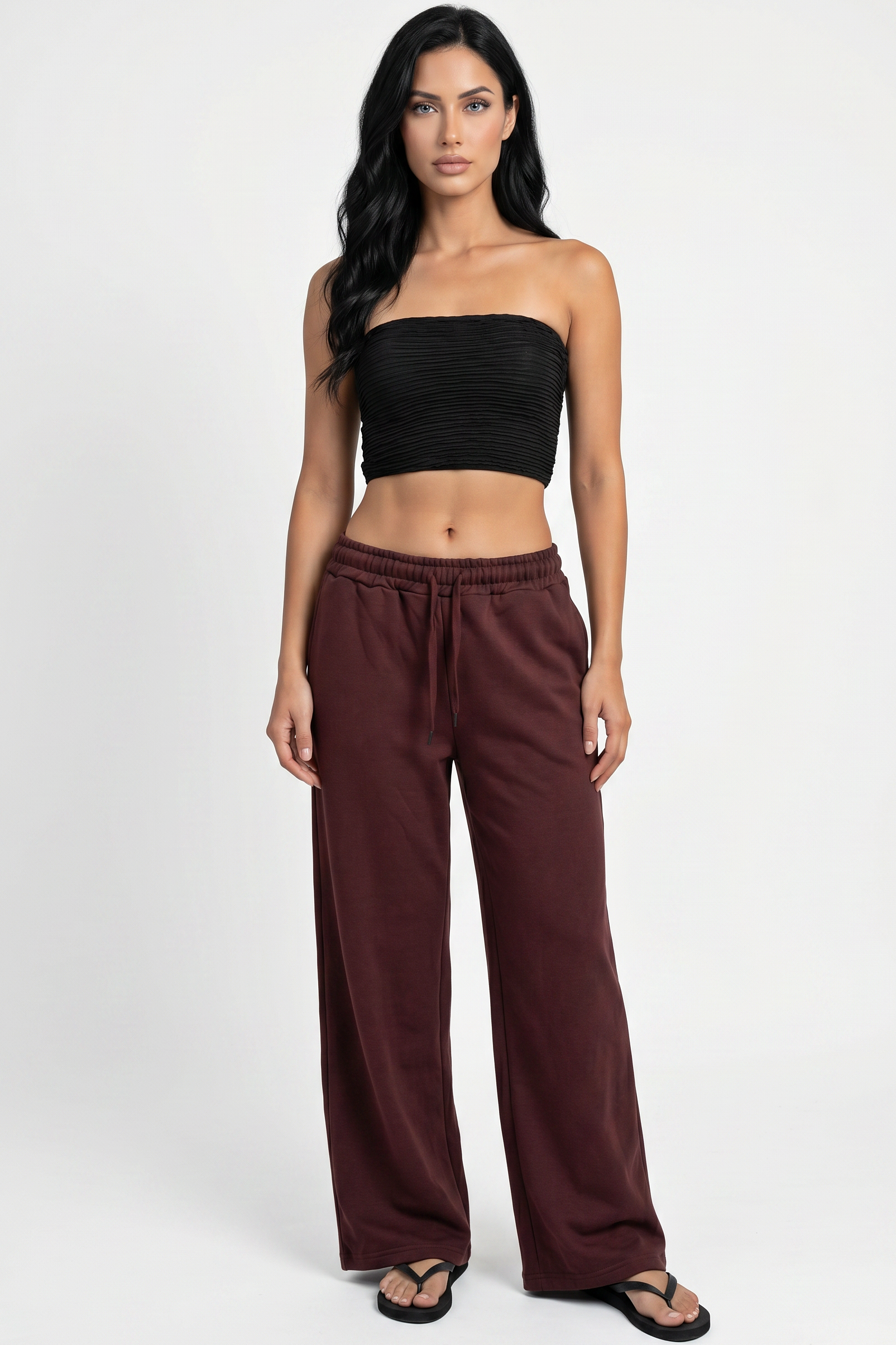 Wide-Leg Drawstring Sweatpants