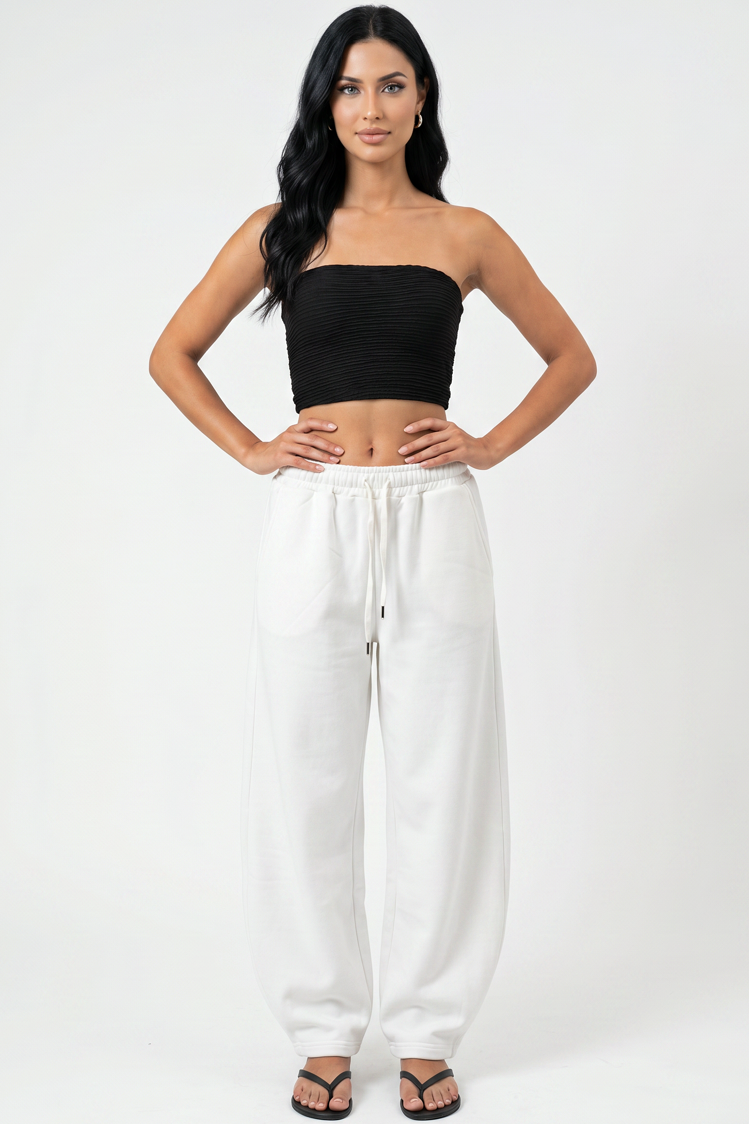 Balloon-Leg Drawstring Sweatpants