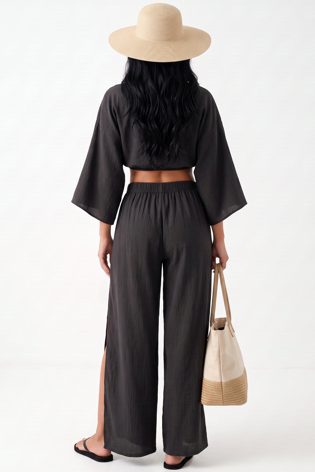 Dolman Crop &amp; Split-Leg Pant Set