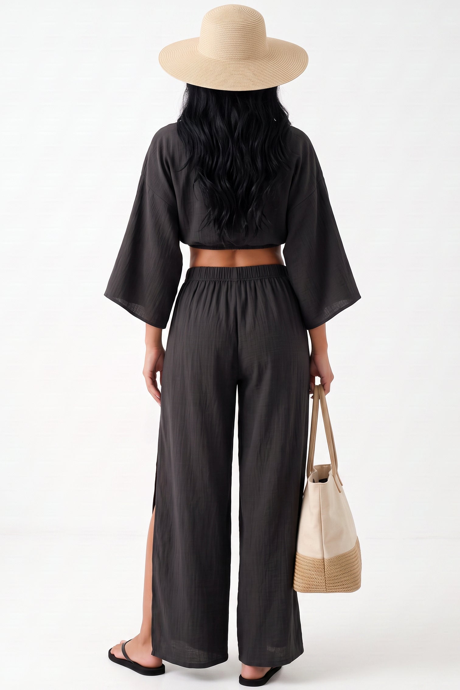 Dolman Crop &amp; Split-Leg Pant Set