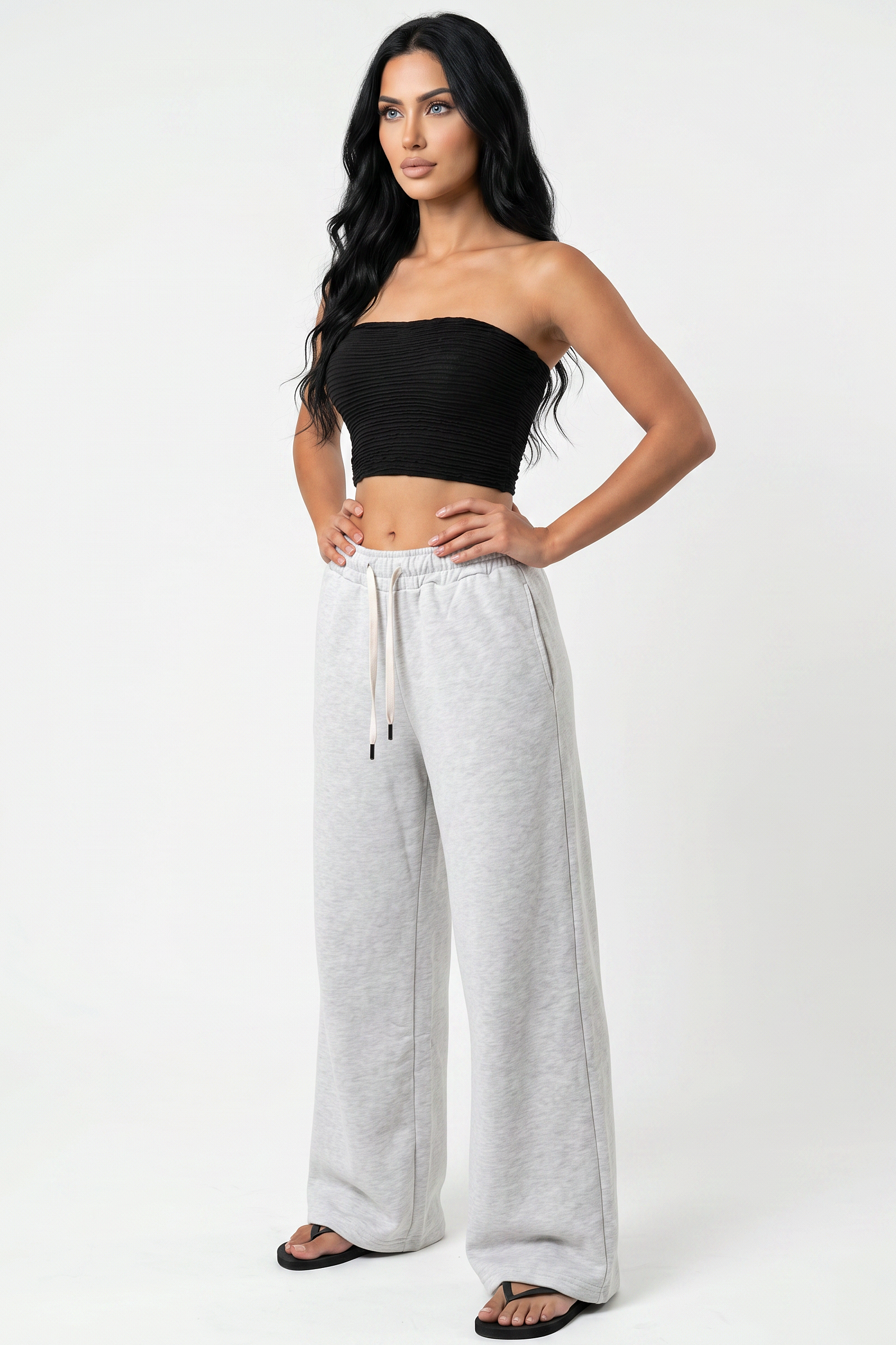 Wide-Leg Drawstring Sweatpants
