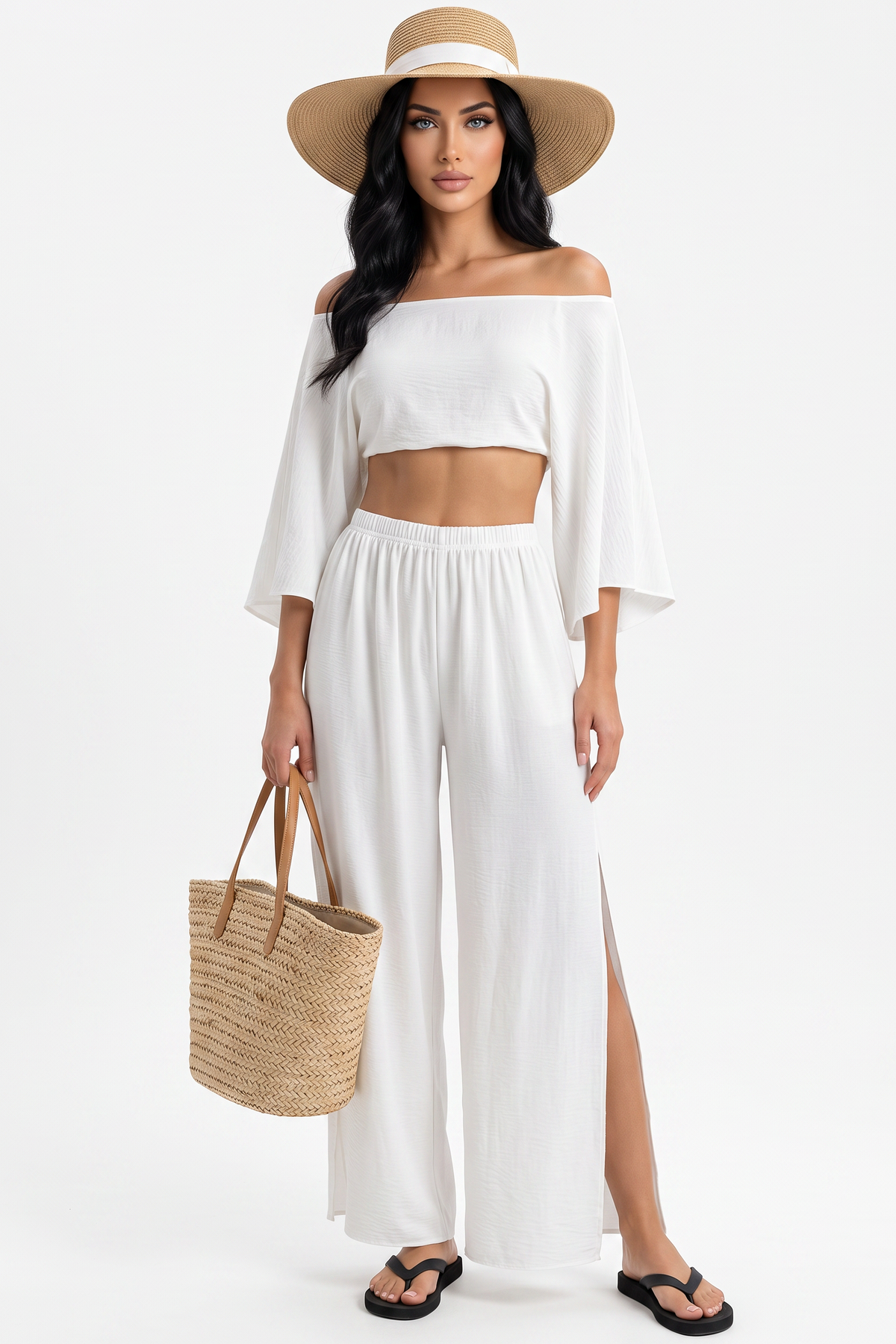 Dolman Crop &amp; Split-Leg Pant Set